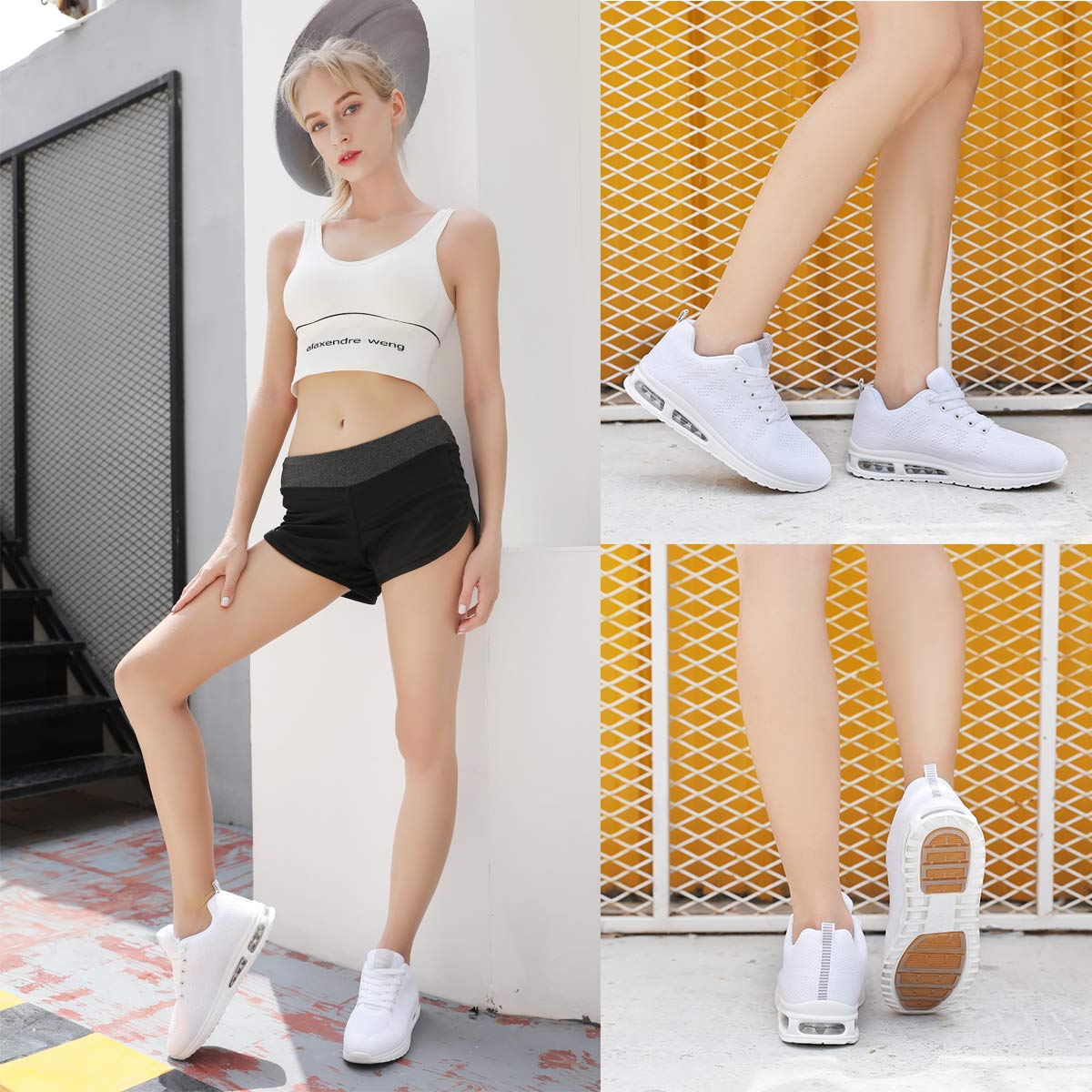 ANBIWANGLUO Damen Turnschuhe Sportliche Laufschuhe Schnürschuhe Atmungsaktive Outdoor Cross Trainer zum Joggen