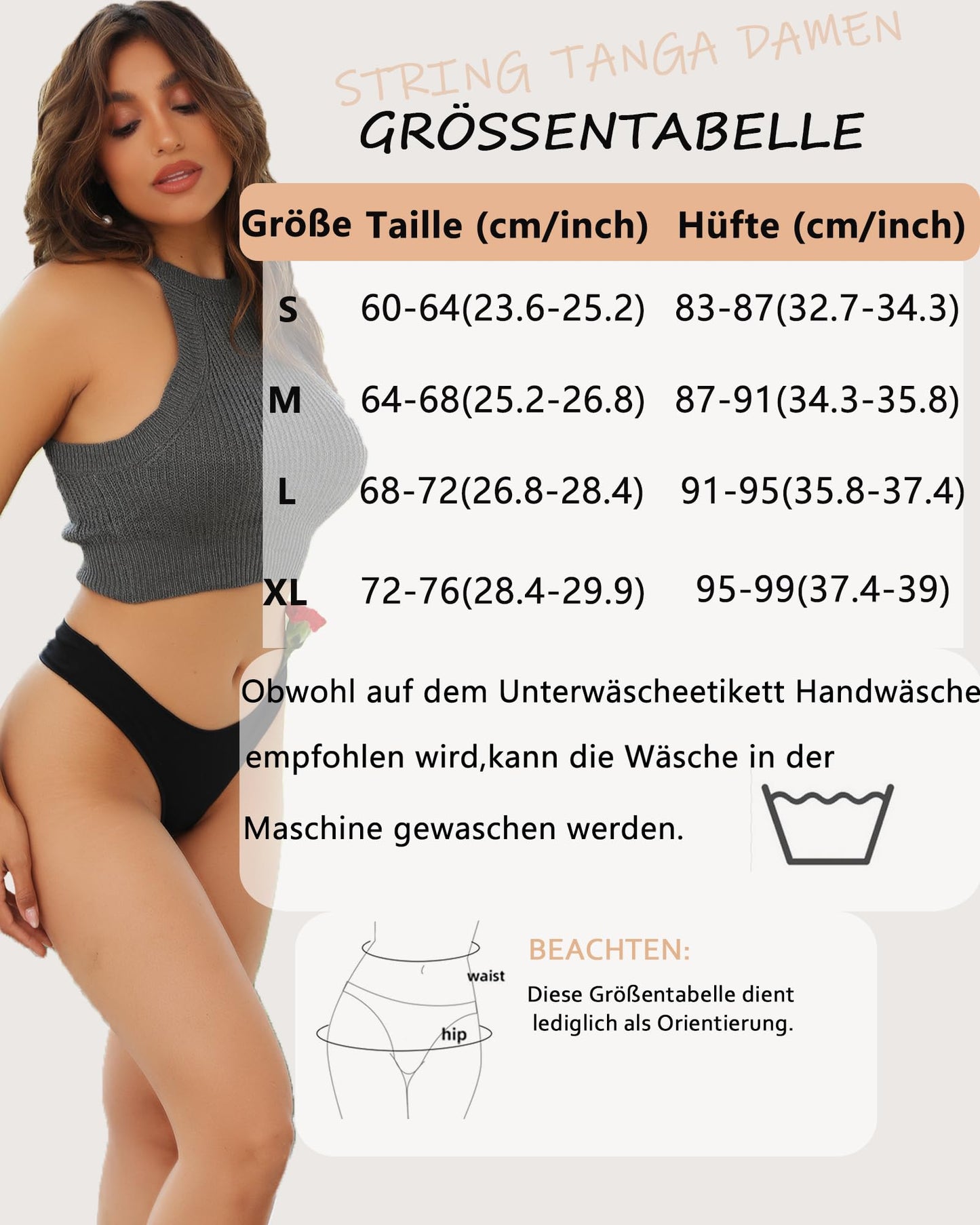 BeReady String Tanga Damen Baumwolle Sexy Unterwäsche Frauen Set Unterhosen Damen Slips Mehrpack Atmungsaktiv Thong Bikini Pantys 6 Pack