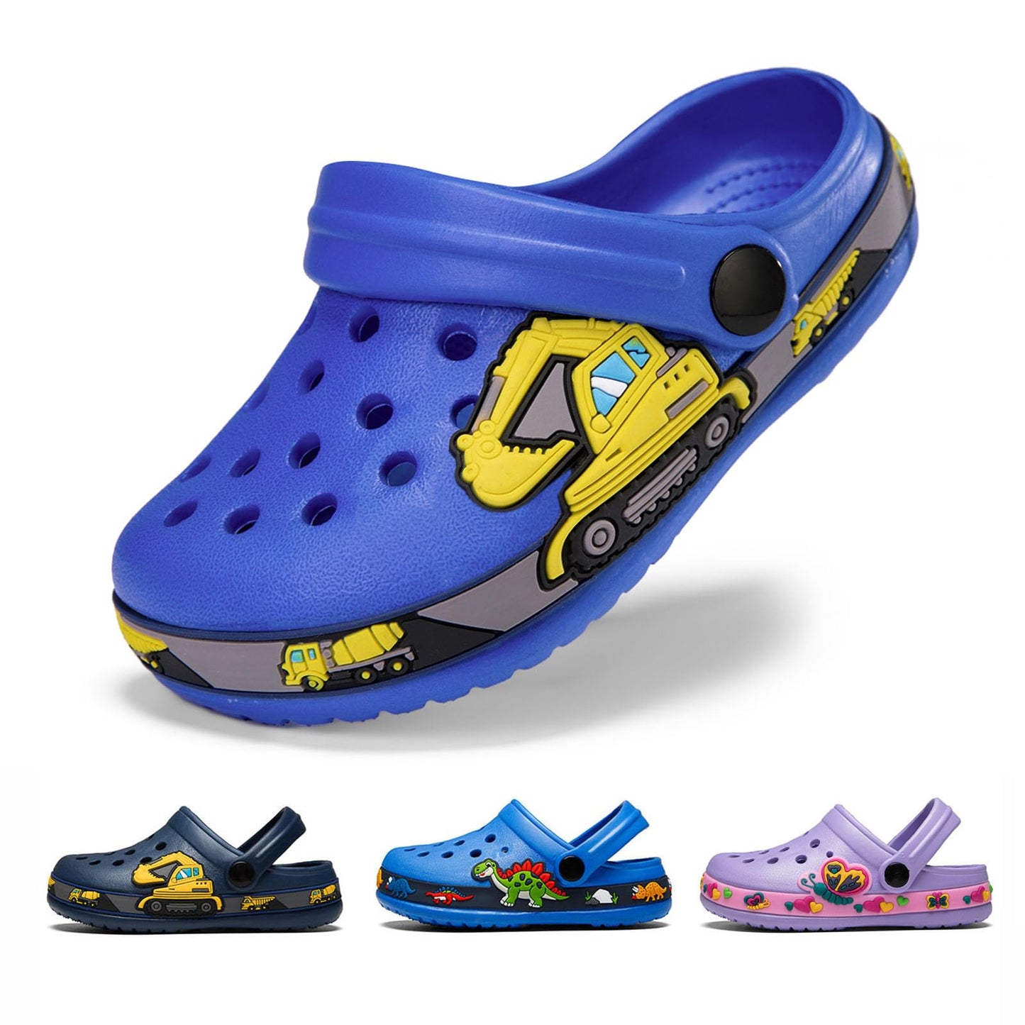 DRECAGE Unisex Kinder Clogs Pantoffeln Dinosaurier Gr.24-33 EU, Eva Gartenclogs Gummi Badeschuhe Hausschuhe für Jungen Mädchen