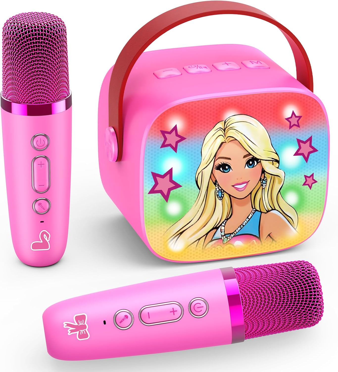 Karaoke Machine with 2 Bluetooth Microphones, Children's Unicorn Christmas Gifts Toy for Girls 3-12 Years, Portable Karaoke Microphone Set with DSP and LED Lights