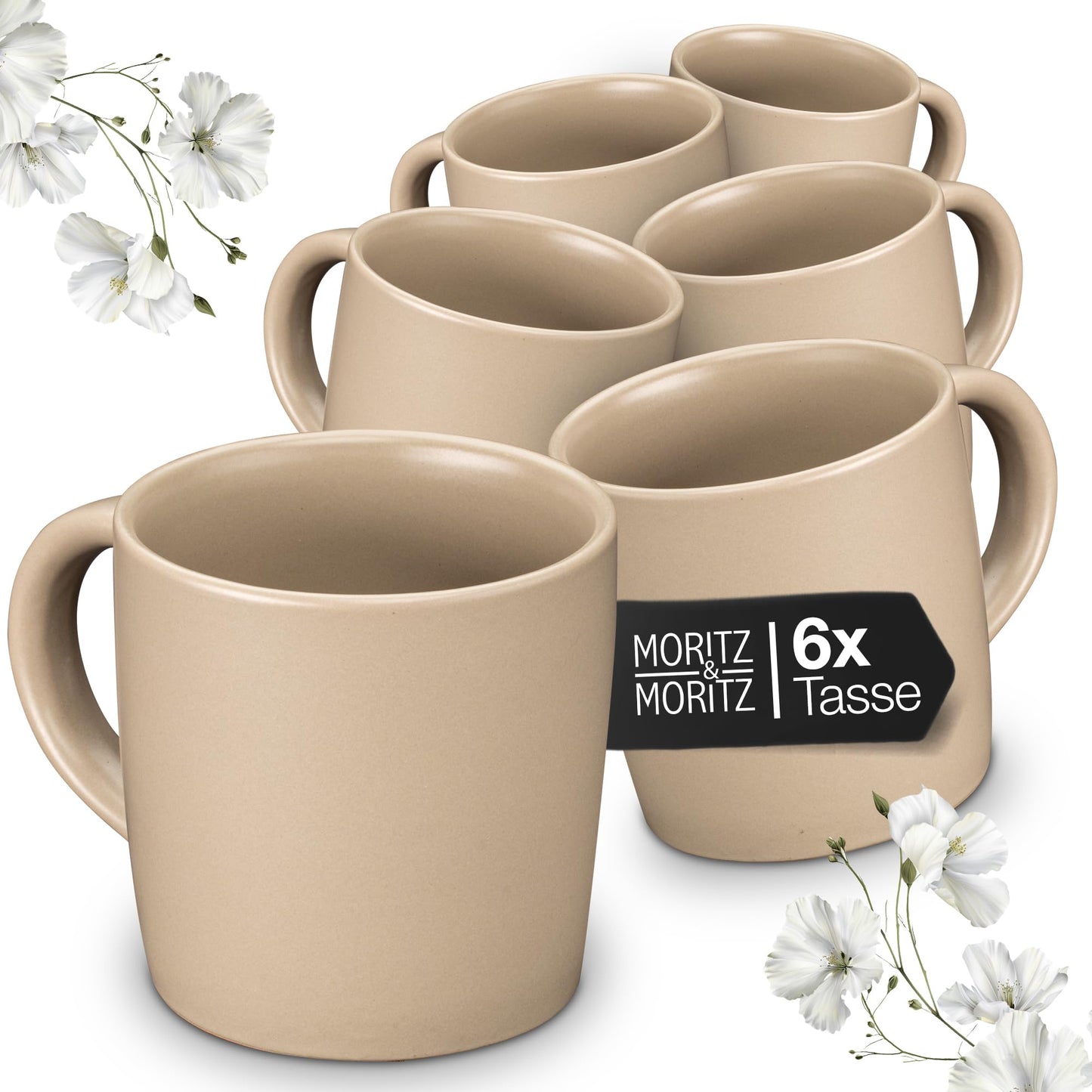 Moritz & Moritz NORDIC Geschirrset 6 Personen 18-teilig Taupe - Elegantes Teller Set aus hochwertigem Steinzeug - Geschirr Set aus 6x Dinnerteller, 6x Dessertteller, 6x Suppenteller