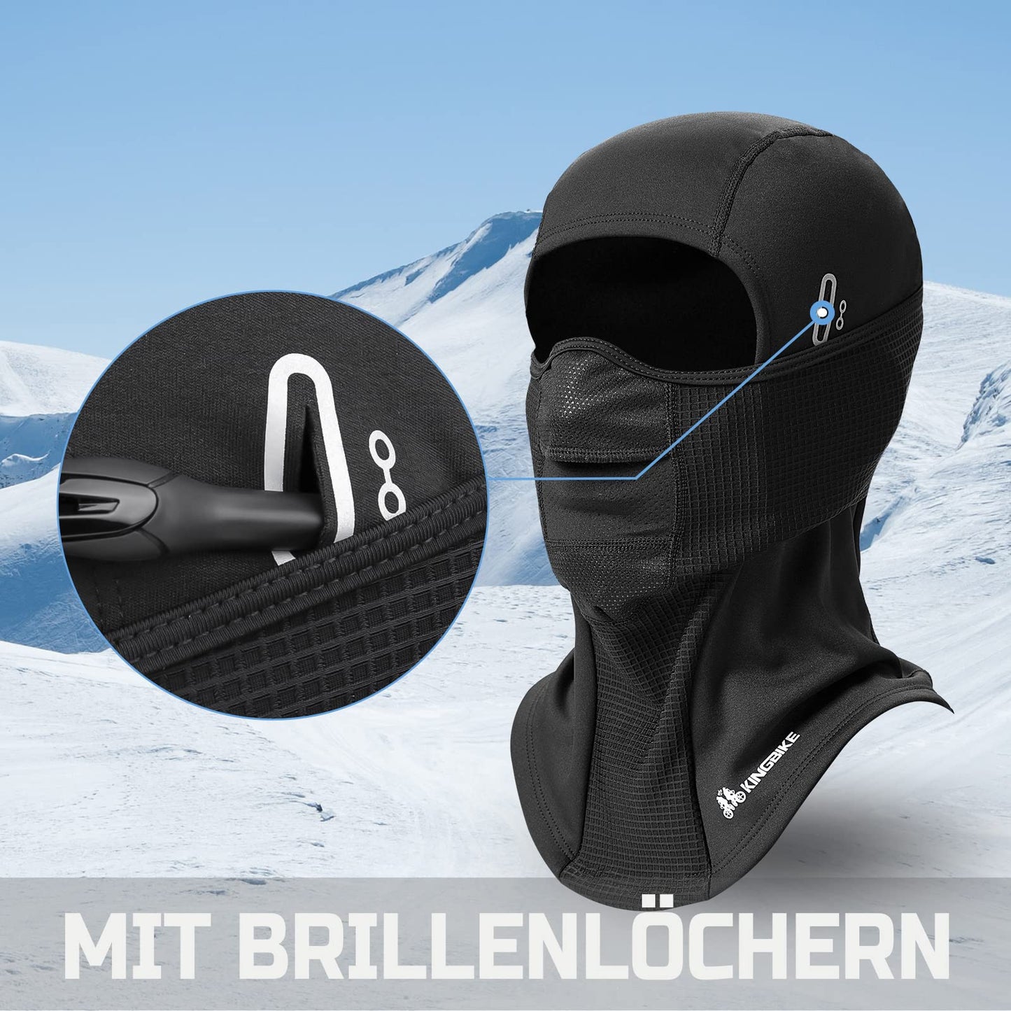 KINGBIKE Balaclava Motorcycle Bicycle Winter Sports Ski Mask Outdoor Warm Windproof Anti-Fog Universal Size for Men Women