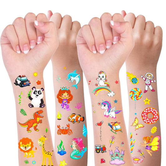 Habett Children's Tattoo Set 300+ Girls Boys Temporary Children's Tattoos Dinosaur Space Animals Butterfly Fish Adhesive Tattoos for Children's Birthday Party Birthday Decoration Party Decoration