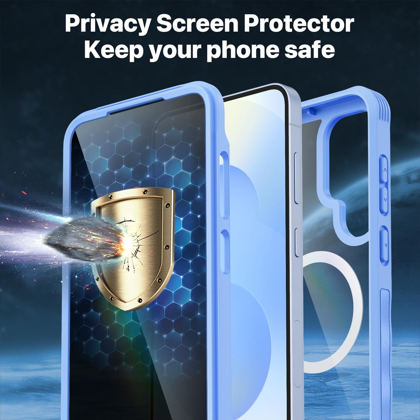 CENHUFO Privacy Screen Case for Samsung Galaxy S25 Ultra, Magnetic Mobile Phone Case with Built-in Privacy Tempered Glass Screen Protector and Camera Protection, 360 Degree Protective Case, Shockproof