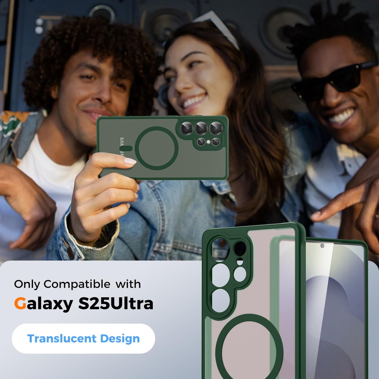 für Samsung Galaxy S25 Ultra Hülle für Magsafe, Magnetisch Handyhülle für S25 Ultra Hülle, Kameraschutz Stoßfeste Kratzfeste Durchscheinende Schutzhülle für Samsung S25 Ultra Case, Schwarz