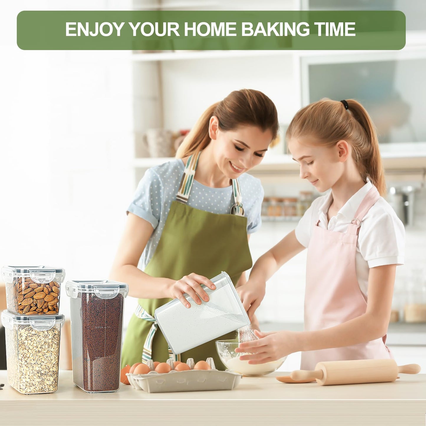 L LONGANCHANG Vorratsdosen mit Deckel Luftdicht Set of 16, BPA frei, Aufbewahrungsbox mit Deckel, Mottensichere Küchen Organizer Cornflakes Müsli Mehl Aufbewahrung, Vorratsbehälter mit Etiketten