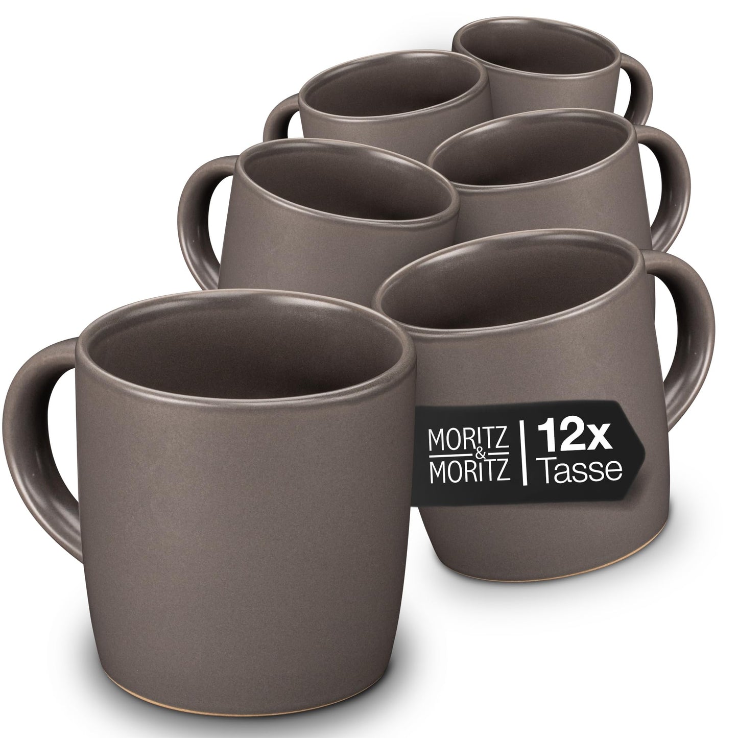 Moritz & Moritz NORDIC Geschirrset 6 Personen 18-teilig Taupe - Elegantes Teller Set aus hochwertigem Steinzeug - Geschirr Set aus 6x Dinnerteller, 6x Dessertteller, 6x Suppenteller