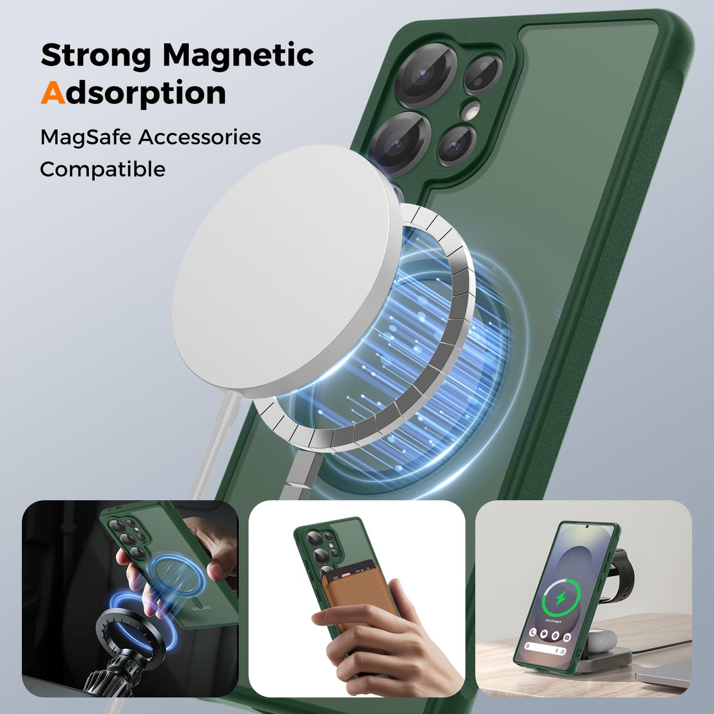 für Samsung Galaxy S25 Ultra Hülle für Magsafe, Magnetisch Handyhülle für S25 Ultra Hülle, Kameraschutz Stoßfeste Kratzfeste Durchscheinende Schutzhülle für Samsung S25 Ultra Case, Schwarz