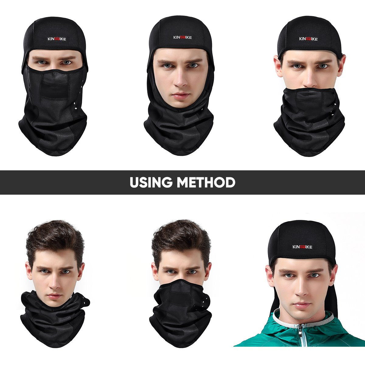 KINGBIKE Balaclava Motorcycle Bicycle Winter Sports Ski Mask Outdoor Warm Windproof Anti-Fog Universal Size for Men Women