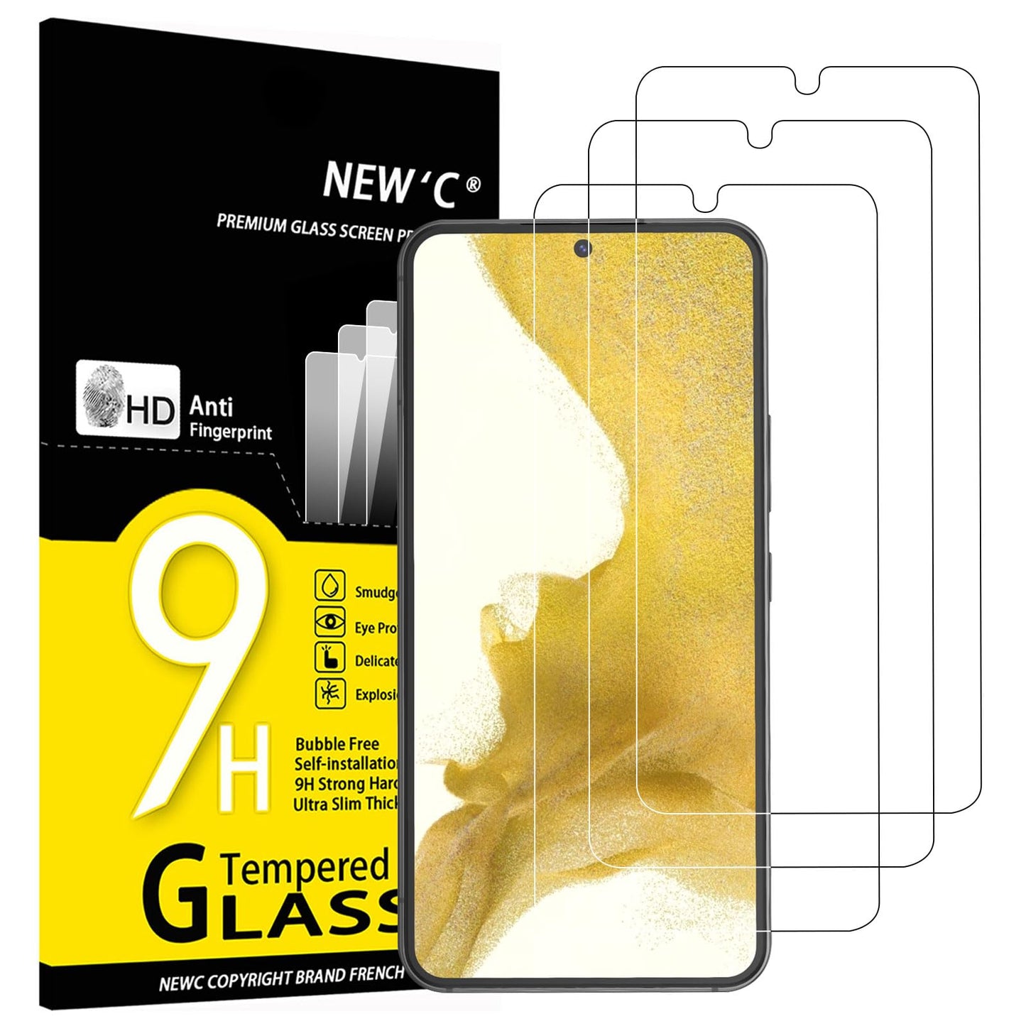 NEW'C Pack of 3 for Samsung Galaxy S25 Ultra Tempered Glass, Scratch Free, 9H Hardness, HD Screen Protector, Ultra Clear, Ultra Resistant