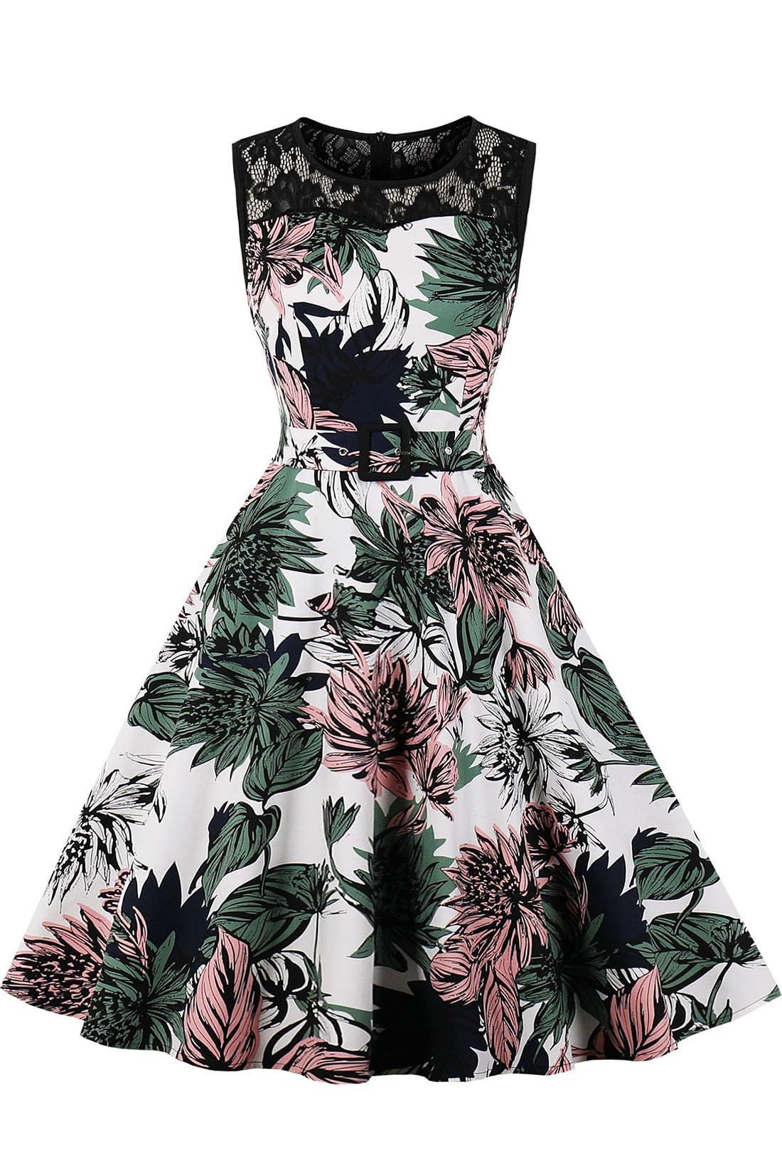 AXOE Damen Rockabilly Kleid 50er Jahre Vintage Festlich Elegant