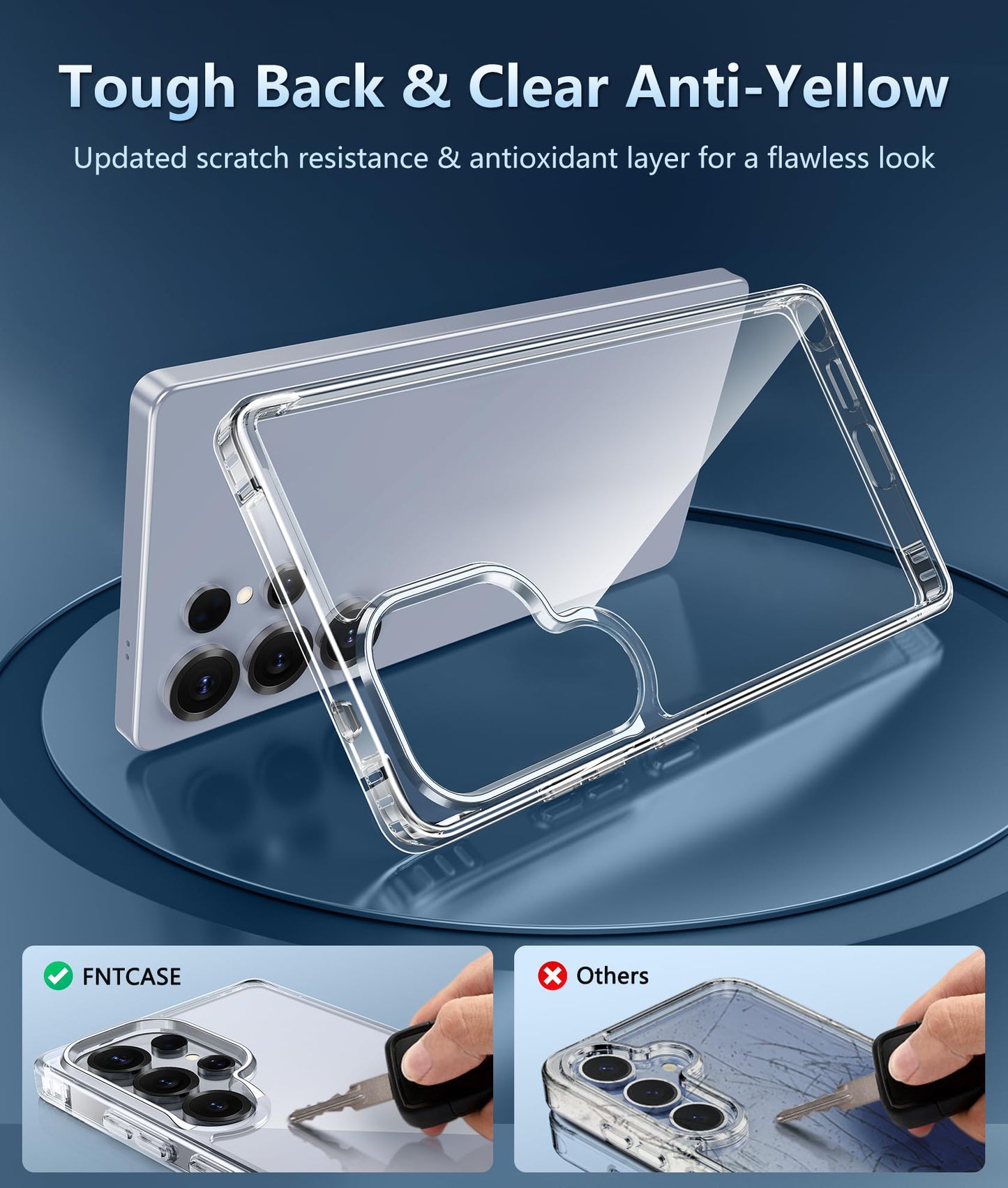 FNTCASE Case for Samsung Galaxy S25 Ultra 6.9 Inches, Military Drop Protection, Anti-Yellowing, Robust, Durable, Shockproof, Protective, Transparent, Clear