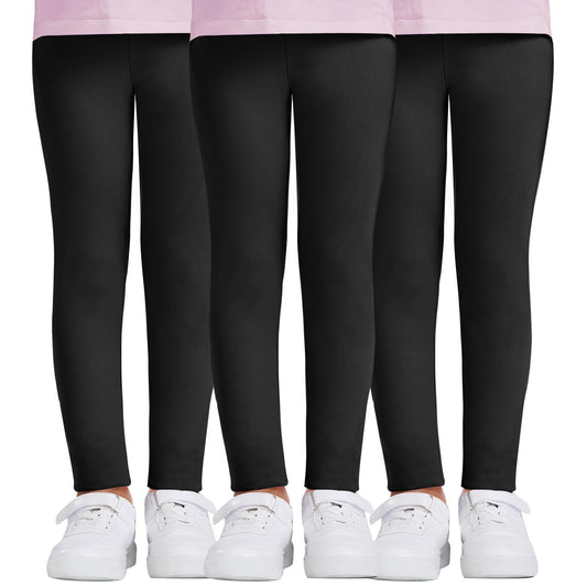 DDOBB Leggings Mädchen, High Waist Leggins Kinder Sportleggins Lange 3er-Pack, Weich Elastisch Basic Sporthose Blickdichte Hose für Tanz Yoga Alltag