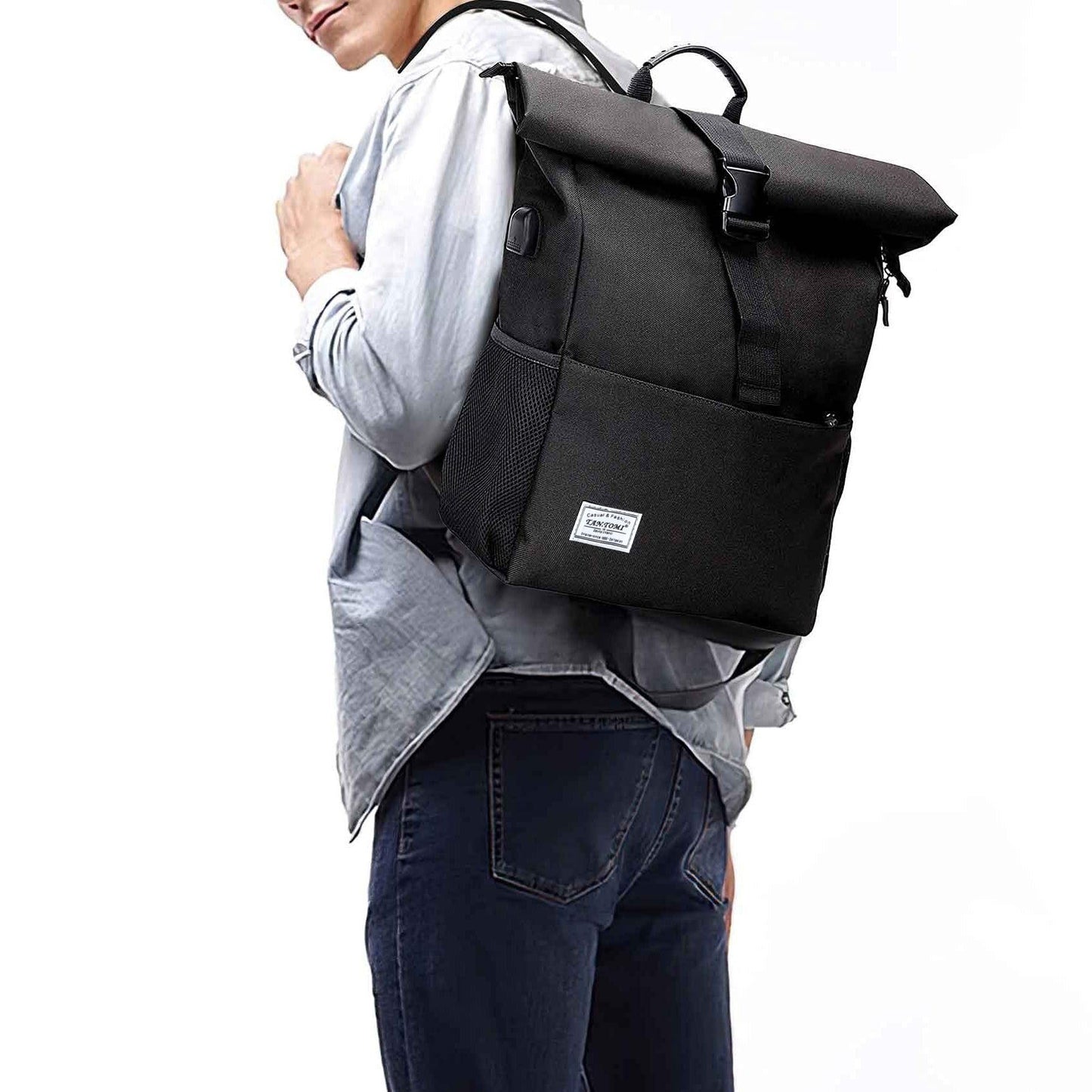MoFut Rucksack Damen Groß Rucksack Herren Groß Schulrucksack viele Fächer mit 15,6" Laptopfach, Unisex Rolltop Rucksack Wasserdicht, Lässiger Backpack Schule Freizeit Uni Arbeit Wandern.