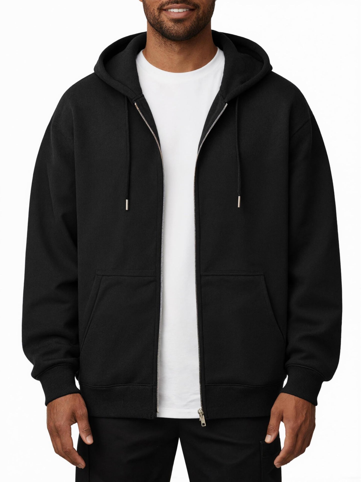 Oyamiki Hoodie Herren Langarm Kapuzenjacke Reißverschluss Sweatjacke Fleece Kapuzenpullover Lässige Kapuze Jacke Sweatshirt Pullover mit Taschen