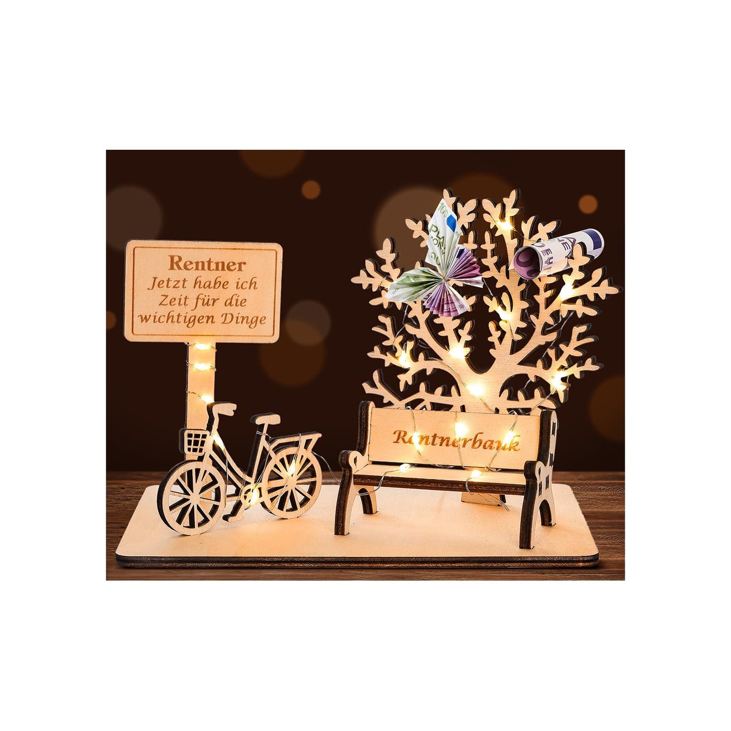 I LOVE MOM Geldgeschenk Geburtstag Holz, Fahrrad Geschenk, DIY Holz Schild Gästebuch Dreidimensionale Bäume Sitzbank Deko Zahlen für Geschenke, Hochzeiten, Partys, Geburtstage, Jubiläum (GYY-60)