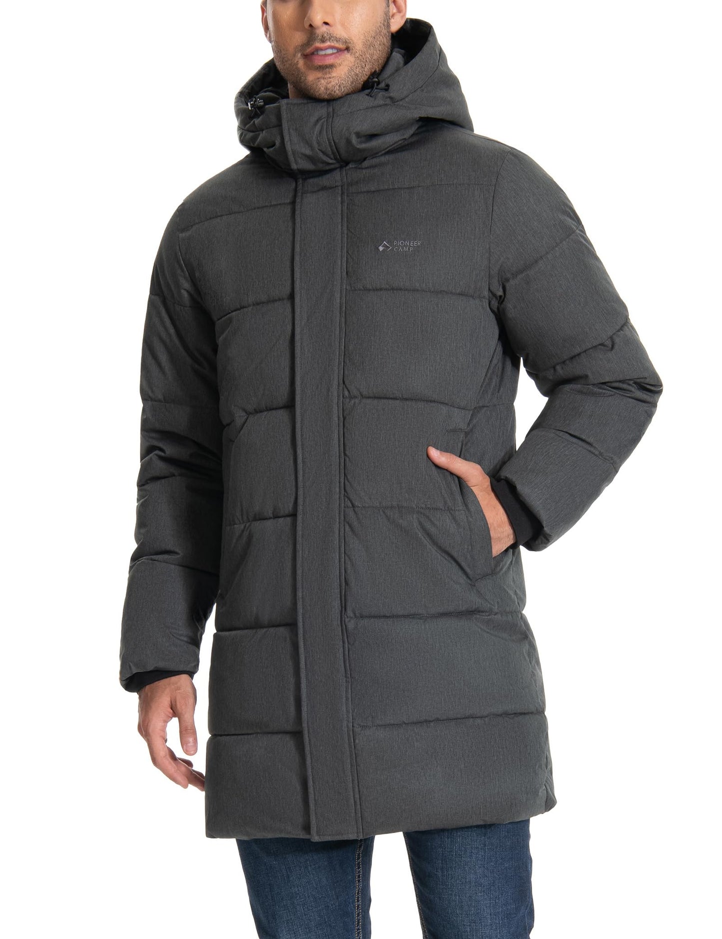 Pioneer Camp Men's Winter Jacket Long Windproof Waterproof Warm Down Jacket Winter Outdoor Parka Jacket with Hood