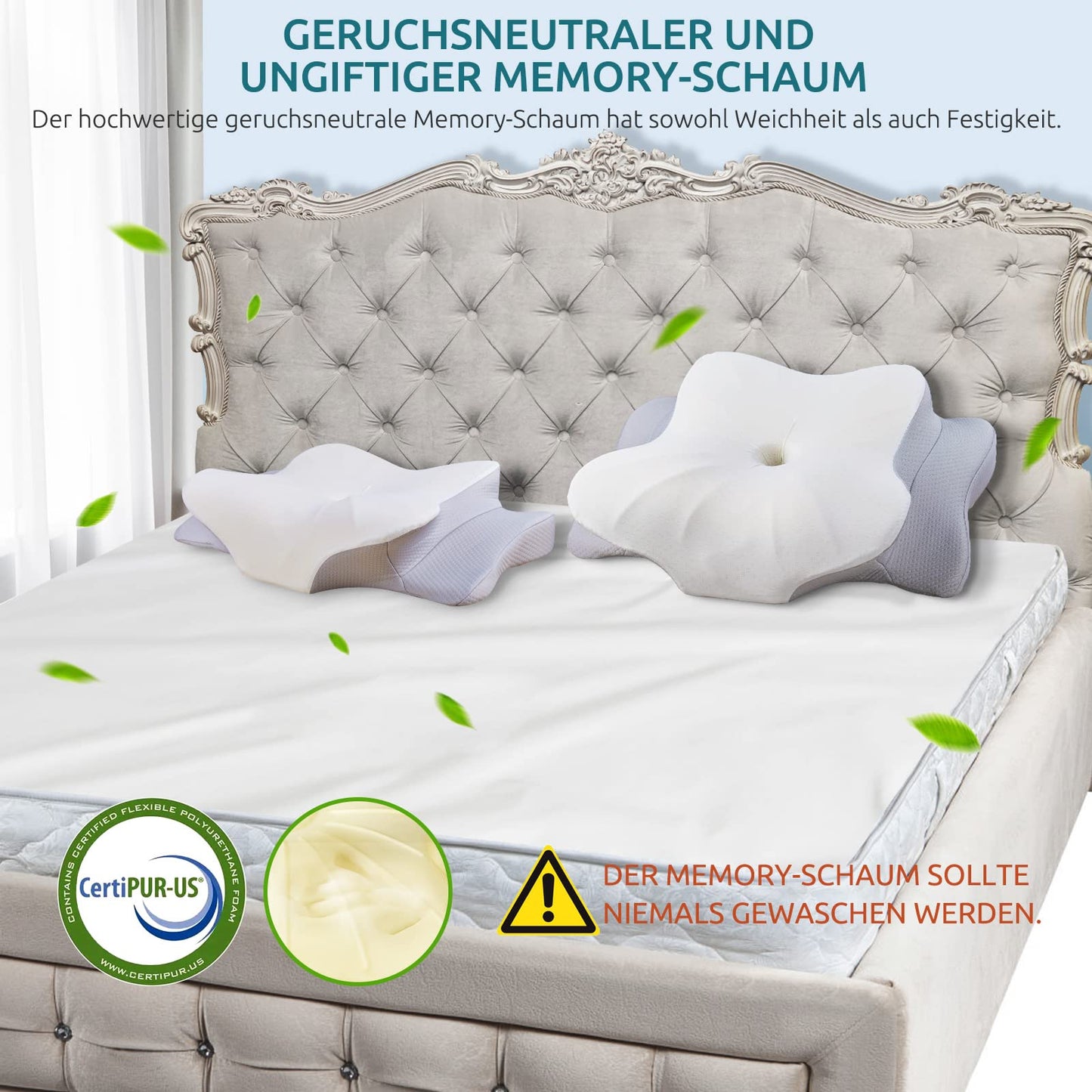 DONAMA Memory Foam Kissen ergonomisches Nackenkissen Kopfkissen Seitenschläferkissen für Seiten, Rücken & Bauchschläfer