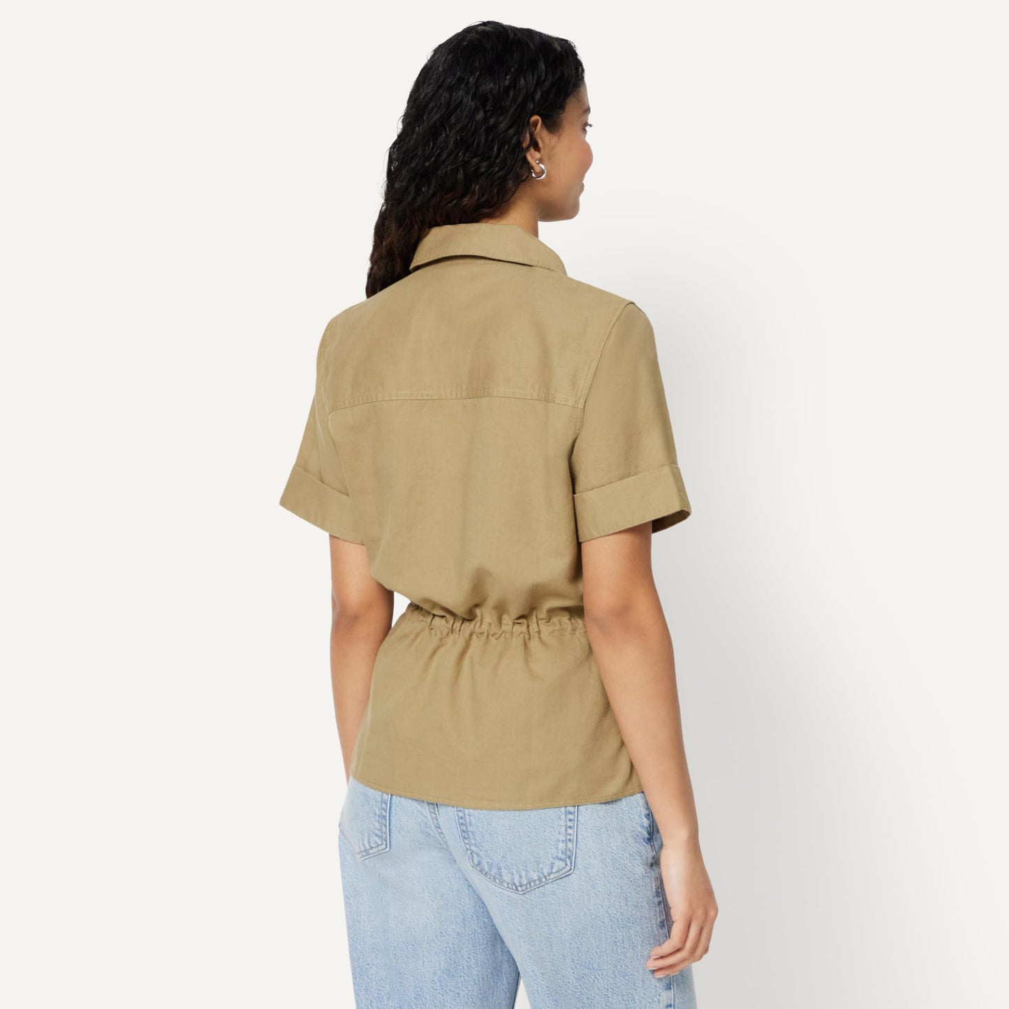 Amazon Essentials Damen Leinen-Bluse mit Verstellbarer Taille