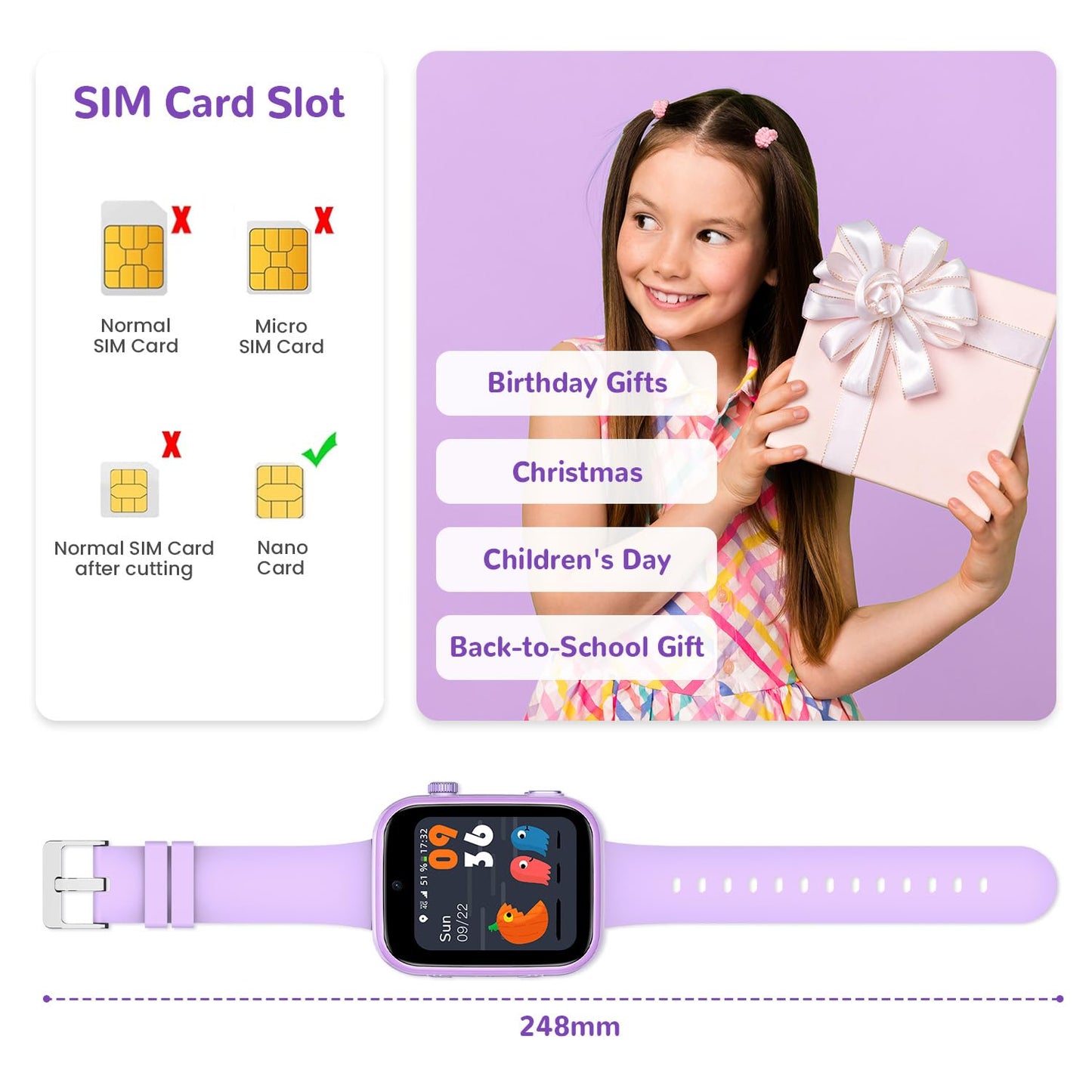 4G Children's Smartwatch with Video Call and Phone, IP68 Waterproof Children's Watch Voice Chat, WhatsApp, WiFi, GPS, SOS, SMS, School Mode, Pedometer, Sleep Alarm Clock, Children's Watch for Girls