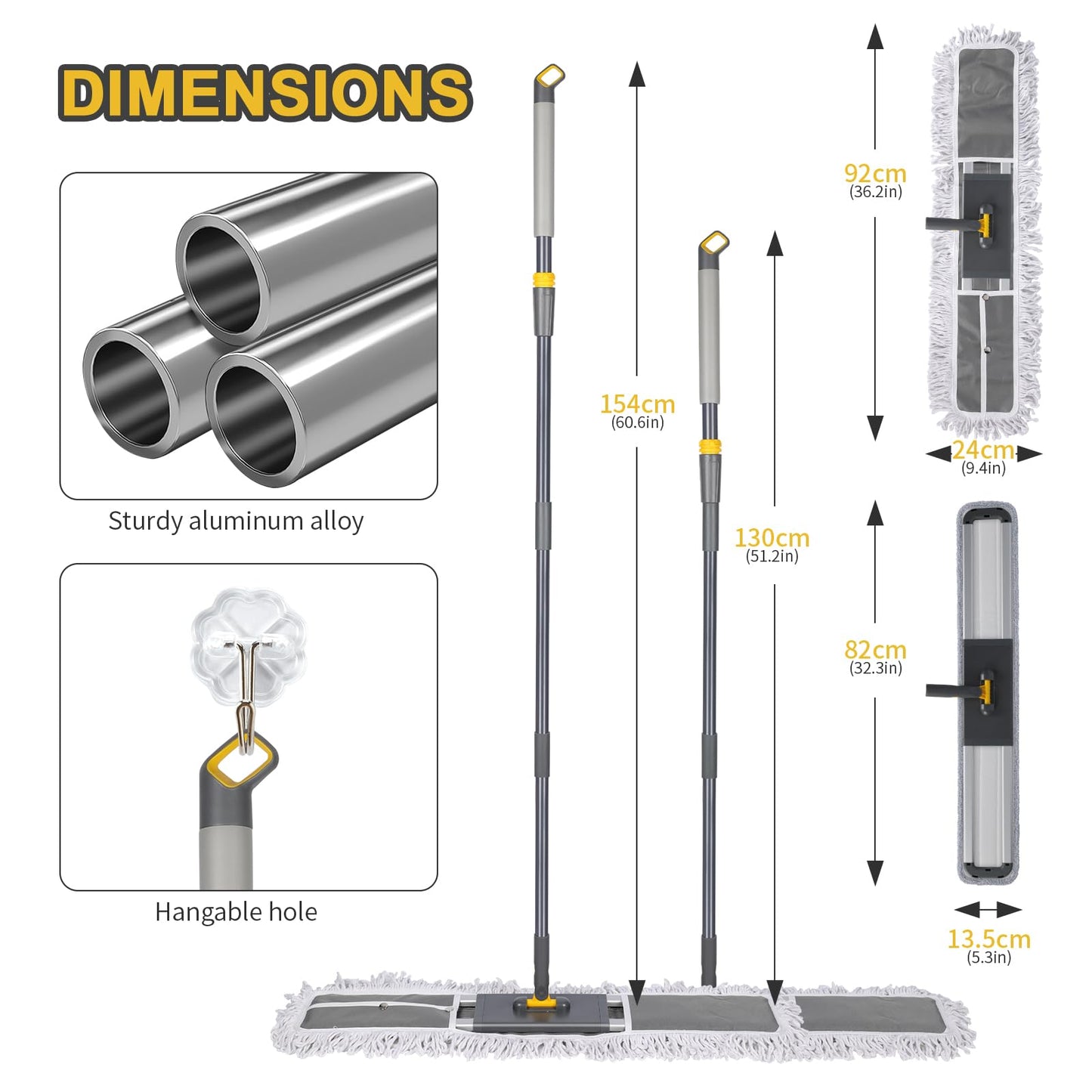 Masthome Wischmopp Bodenwischer Bodenreiniger,Mikrofaser Mopp mit 128cm Teleskopstiel,Wischer Boden Flachmopp mit 4 Moppads für Hartholz,Laminat,Fliesen,Marmor,Send Scraping Dust