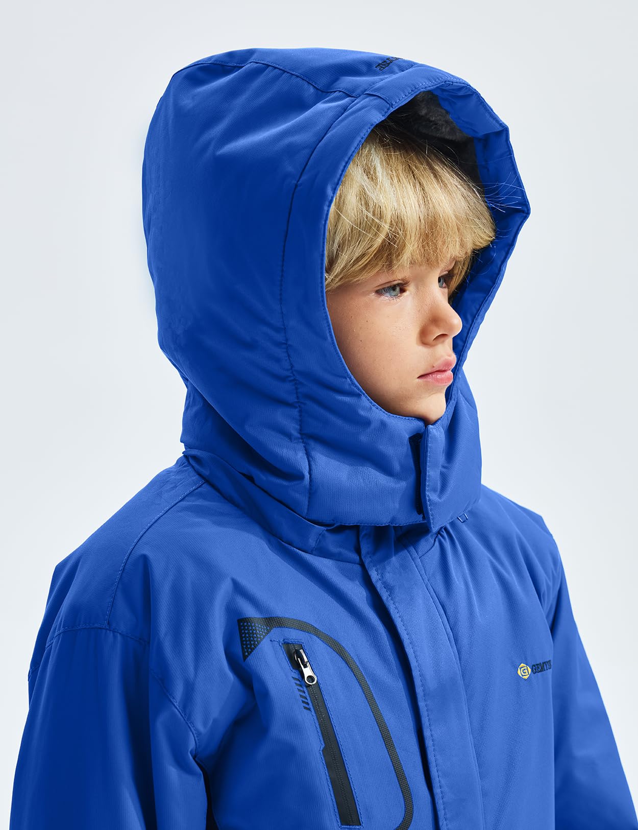 Gemyse Boys' Waterproof Ski Jacket, Windproof Fleece Jacket, Outdoor Winter Jacket, Rain Jacket with Hood