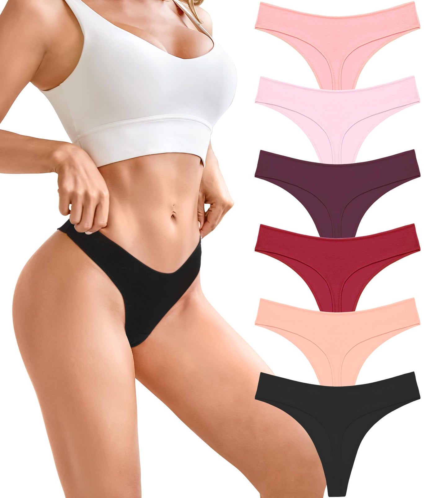 BeReady String Tanga Damen Baumwolle Sexy Unterwäsche Frauen Set Unterhosen Damen Slips Mehrpack Atmungsaktiv Thong Bikini Pantys 6 Pack