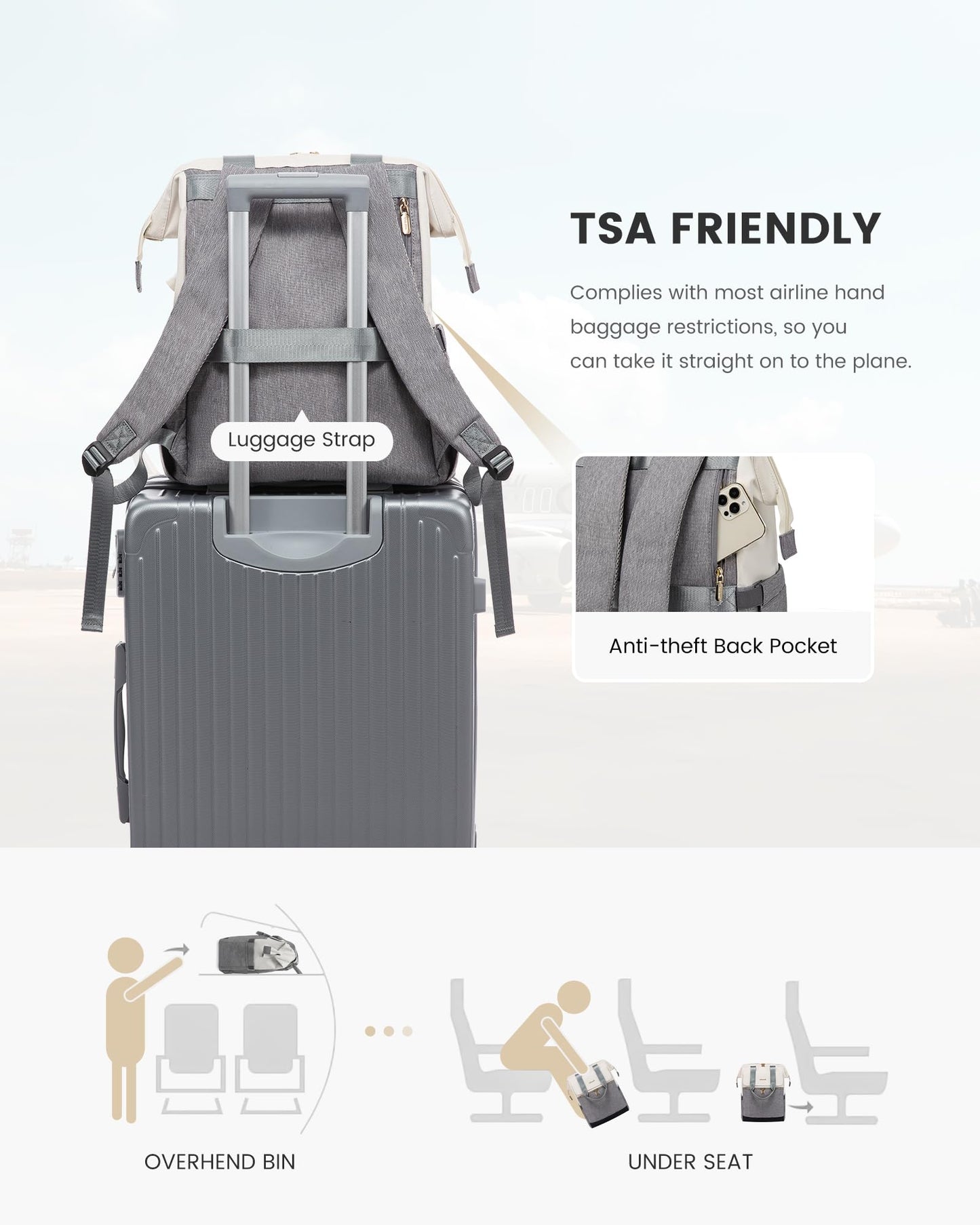 LOVEVOOK Rucksack Damen, Laptop Schulrucksack Wasserdicht, Schultasche Teenager Backpack Women Elegant Tagesrucksäcke Handtasche 2 in 1, 15,6 Zoll Arbeitstasche Lehrertasche Reiserucksack für Uni Büro