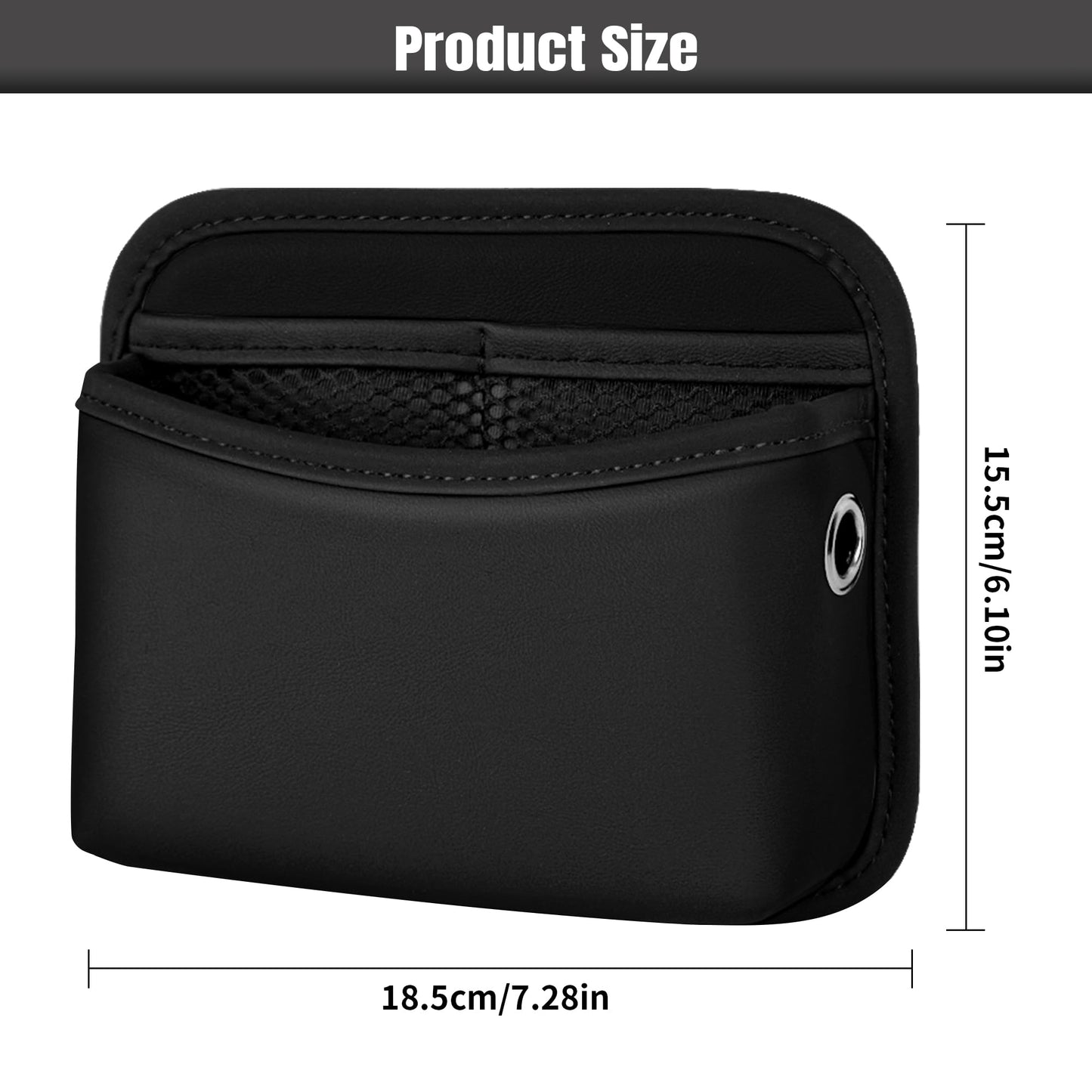 PU Leather Car Side Bag Organiser, Universal Car Bag Mobile Phone Holder for Car, Car Seat Gap Filler Storage Accessories Organiser for Car Door, Console (Black)