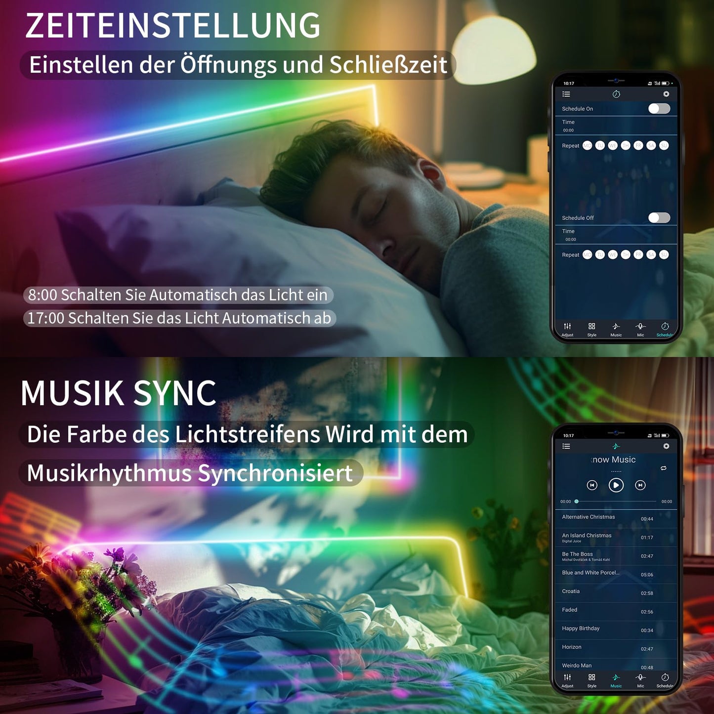 BUNACET COB RGB LED Strip 6M 24V Dimmbar, LED Streifen 3456 LEDs, Leiste Band Stripes Lichtband mit Netzteil RF Fernbedienung & APP Bluetooth für Küche Schlafzimmer Deko