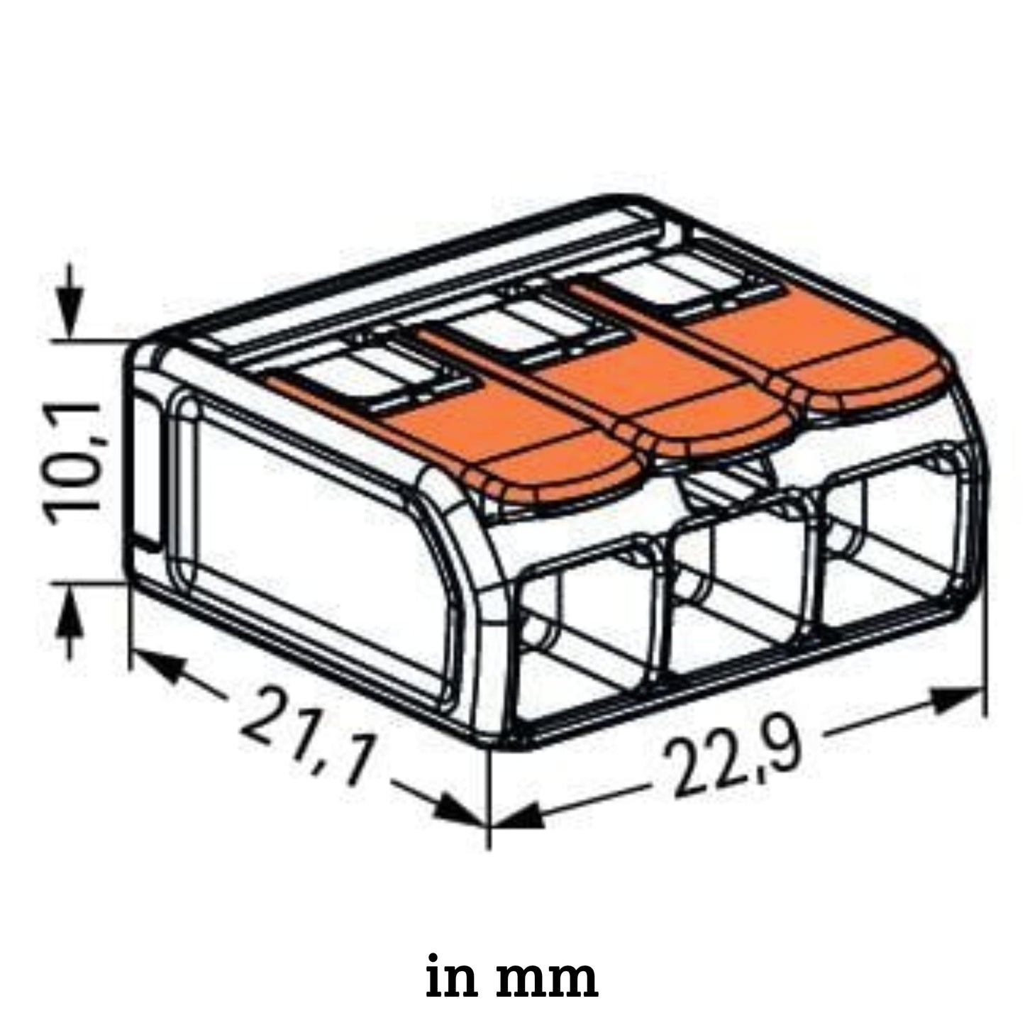 WAGO Verbindungsklemmen 221-413 | 3 Leiter, bis 4 mm², 50 Stück, COMPACT Kabelverbinder mit Hebel für alle Leiterarten weltweit, bestätigte Anwendungssicherheit