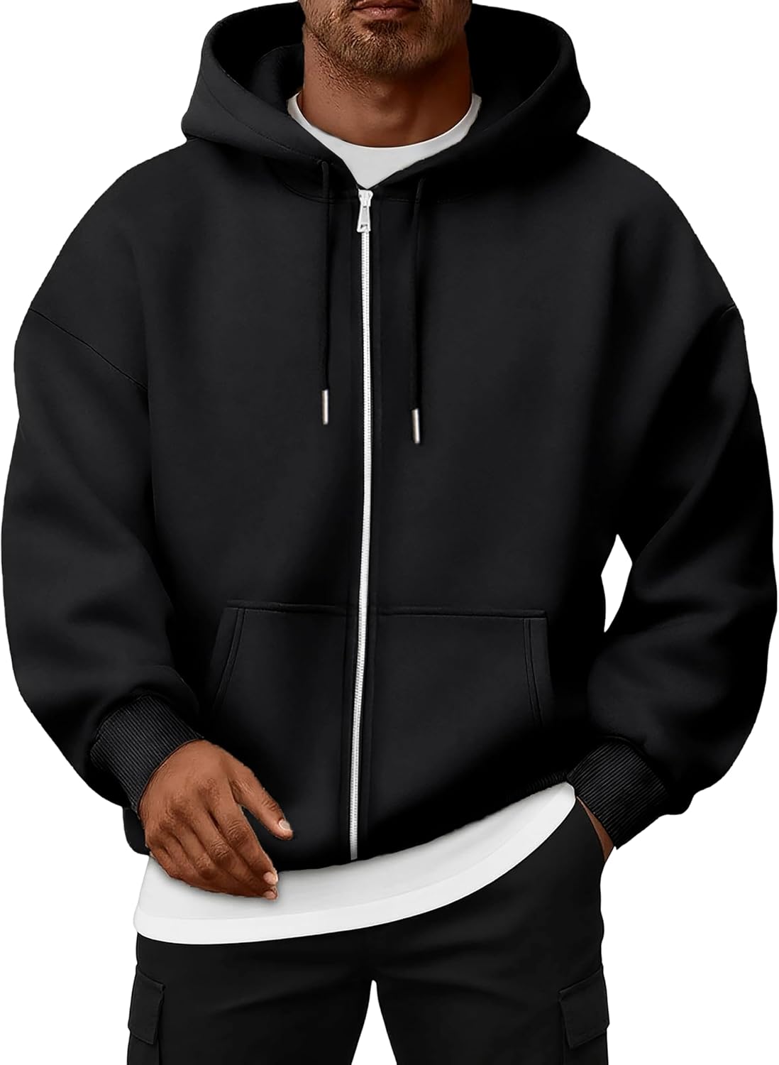 Oyamiki Hoodie Herren Langarm Kapuzenjacke Reißverschluss Sweatjacke Fleece Kapuzenpullover Lässige Kapuze Jacke Sweatshirt Pullover mit Taschen