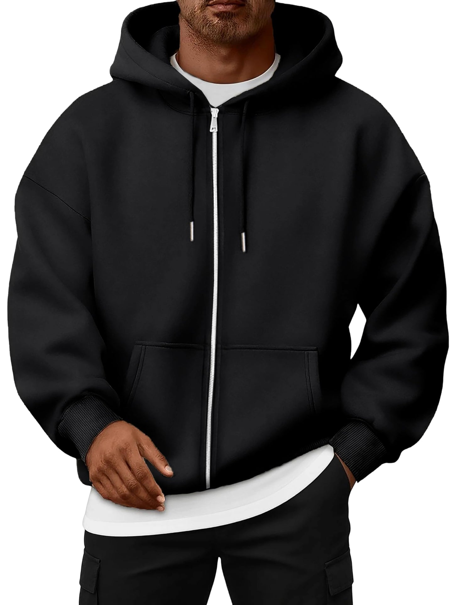 Oyamiki Hoodie Herren Langarm Kapuzenjacke Reißverschluss Sweatjacke Fleece Kapuzenpullover Lässige Kapuze Jacke Sweatshirt Pullover mit Taschen