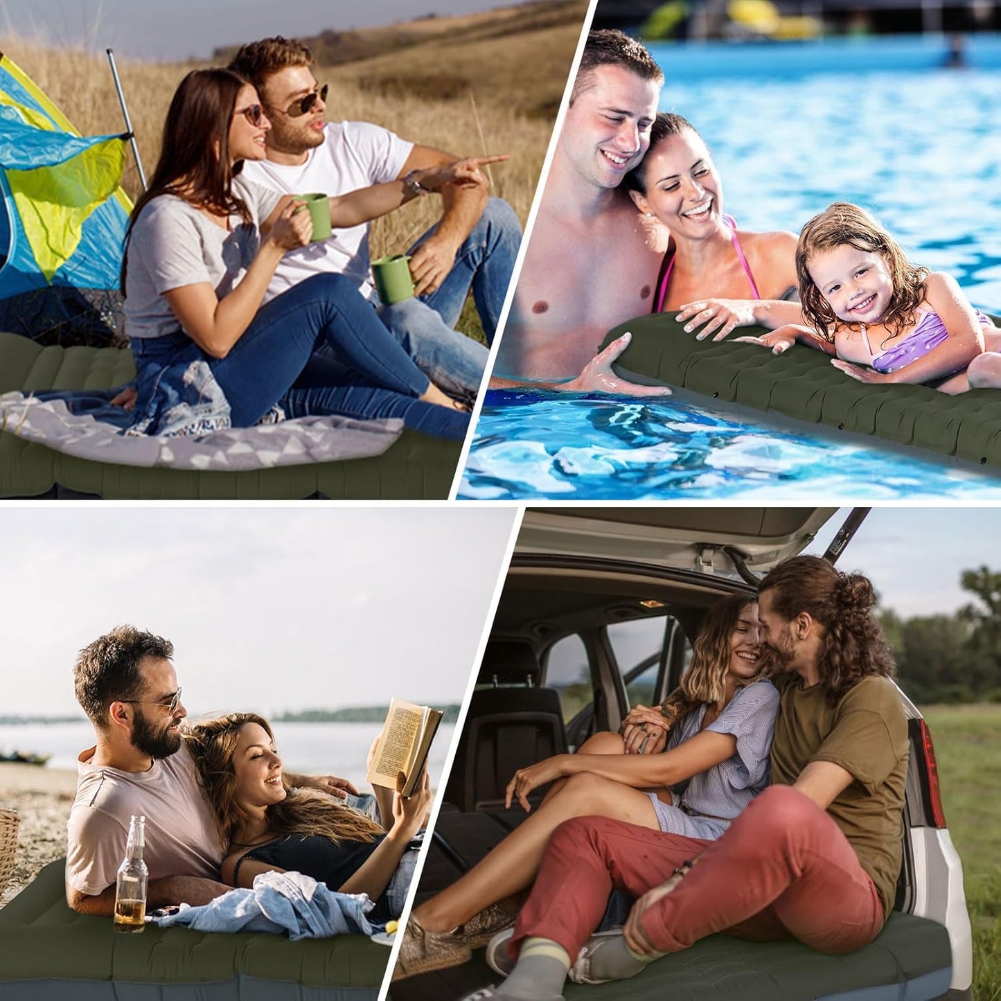 GGOV Isomatte Selbstaufblasend für Camping, 12 cm Höhe Bequeme Selbstaufblasende luftmatratze für Wandern, Ultraleicht Wasserdicht Luftmatratze Outdoor, mit Fußpresse Pumpe, Tragbar Kleines Packmass