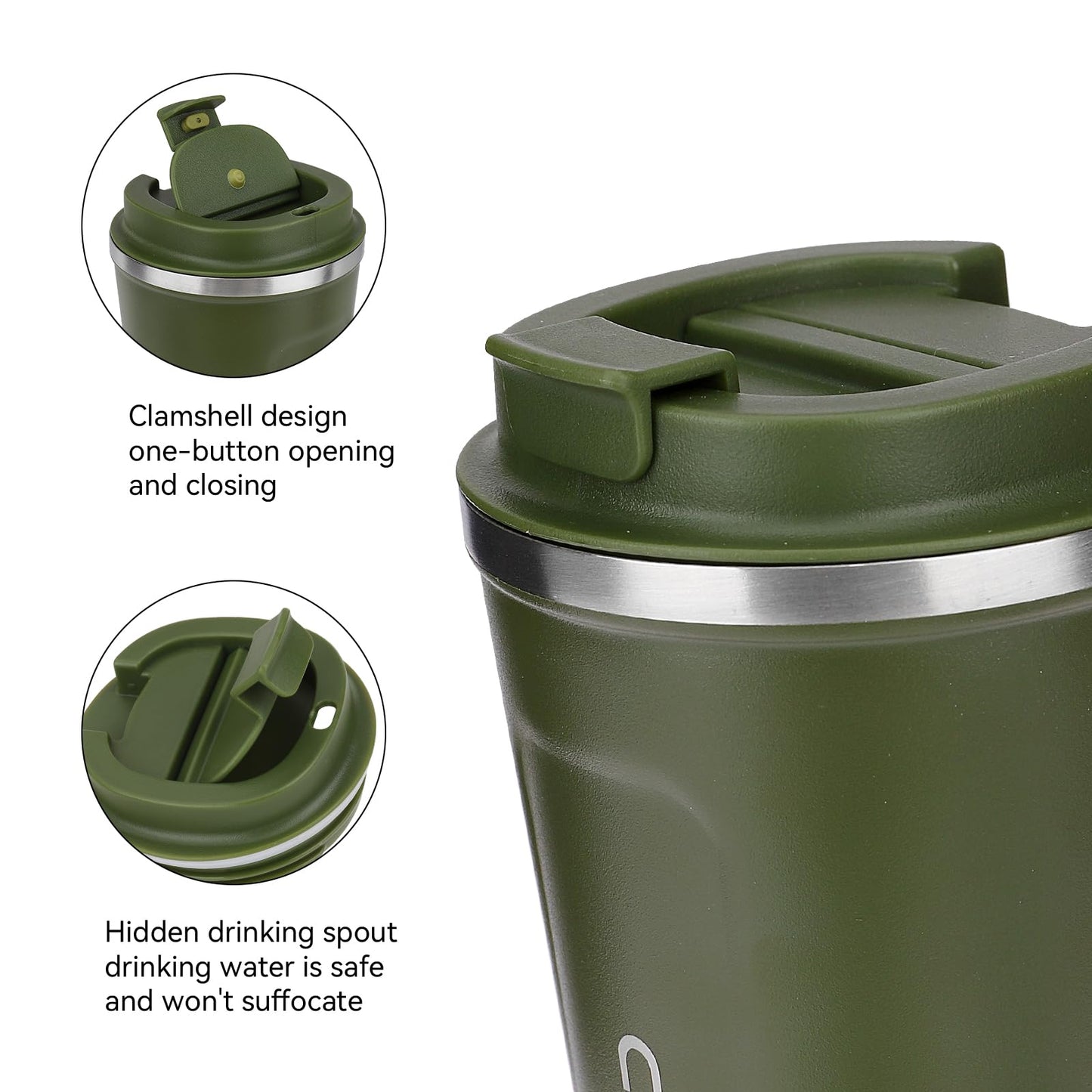 ERBO Kaffeebecher to go, Thermobecher Edelsthal, Auslaufsicher Kaffeetasse Kaffeebecher mit Deckel, Kaffeetasse Thermobecher für Unterwegs Umweltfreundlich, Weiß 380ml