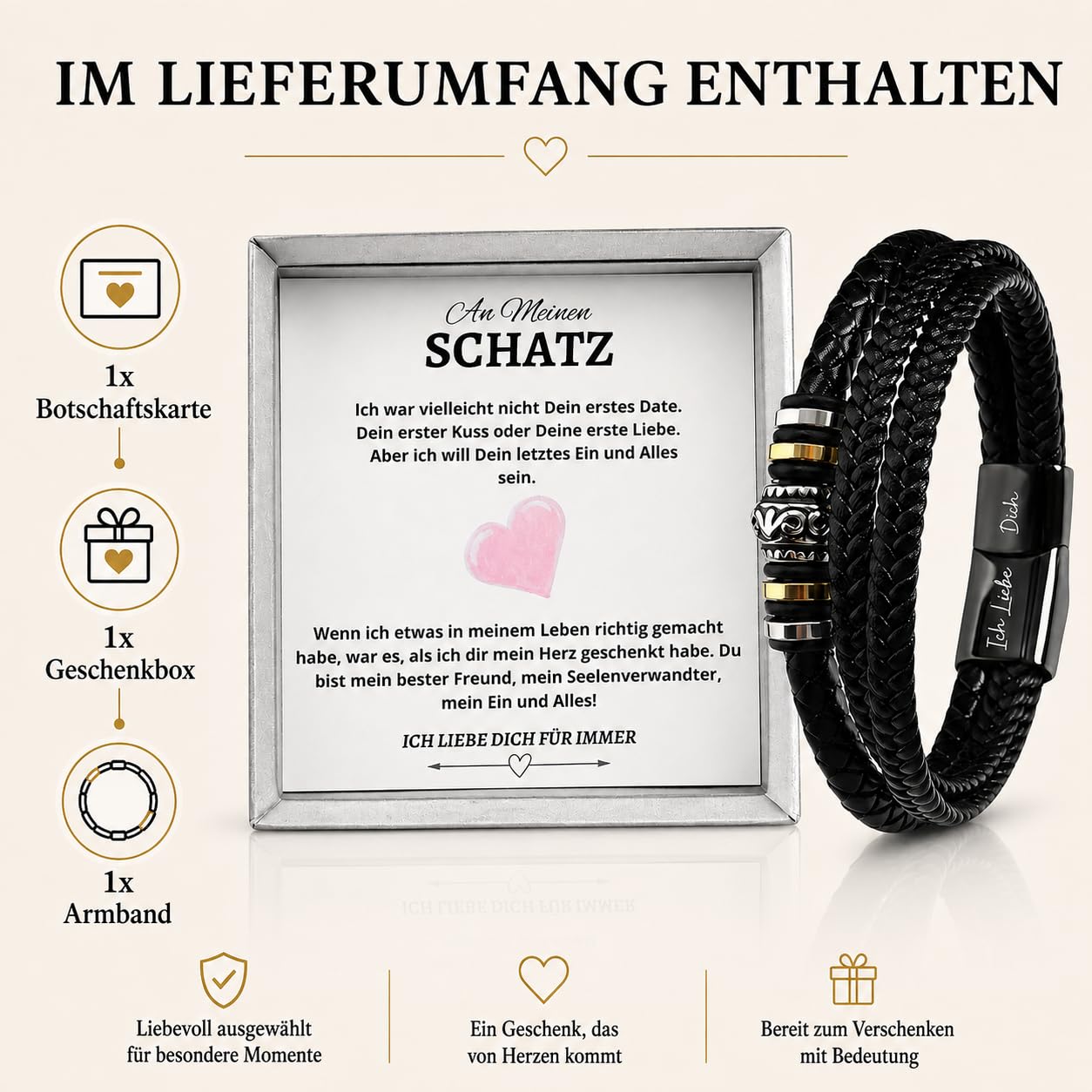 Geschenke Für Männer - Ich Liebe Dich Geschenke für Männer, Für Freund, Lederarmband Herren, Geburtstagsgeschenk Für Männer, Geschenk Für Ihn, Mit Gravur