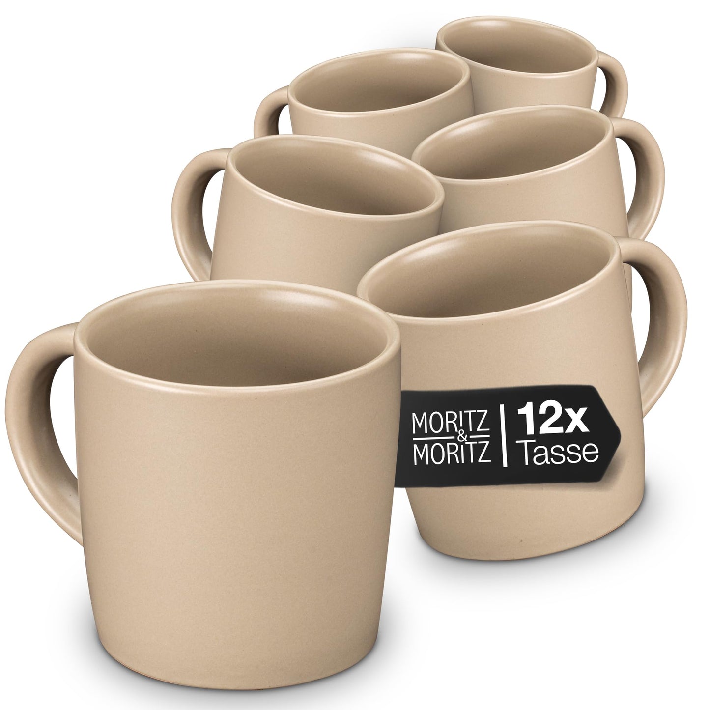 Moritz & Moritz NORDIC Geschirrset 6 Personen 18-teilig Taupe - Elegantes Teller Set aus hochwertigem Steinzeug - Geschirr Set aus 6x Dinnerteller, 6x Dessertteller, 6x Suppenteller