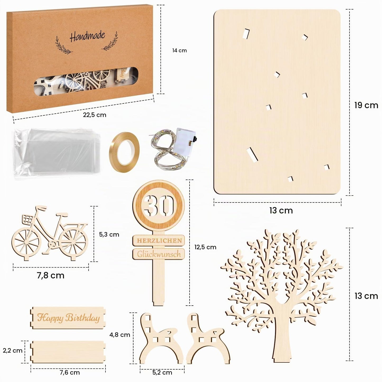 I LOVE MOM Geldgeschenk Geburtstag Holz, Fahrrad Geschenk, DIY Holz Schild Gästebuch Dreidimensionale Bäume Sitzbank Deko Zahlen für Geschenke, Hochzeiten, Partys, Geburtstage, Jubiläum (GYY-60)