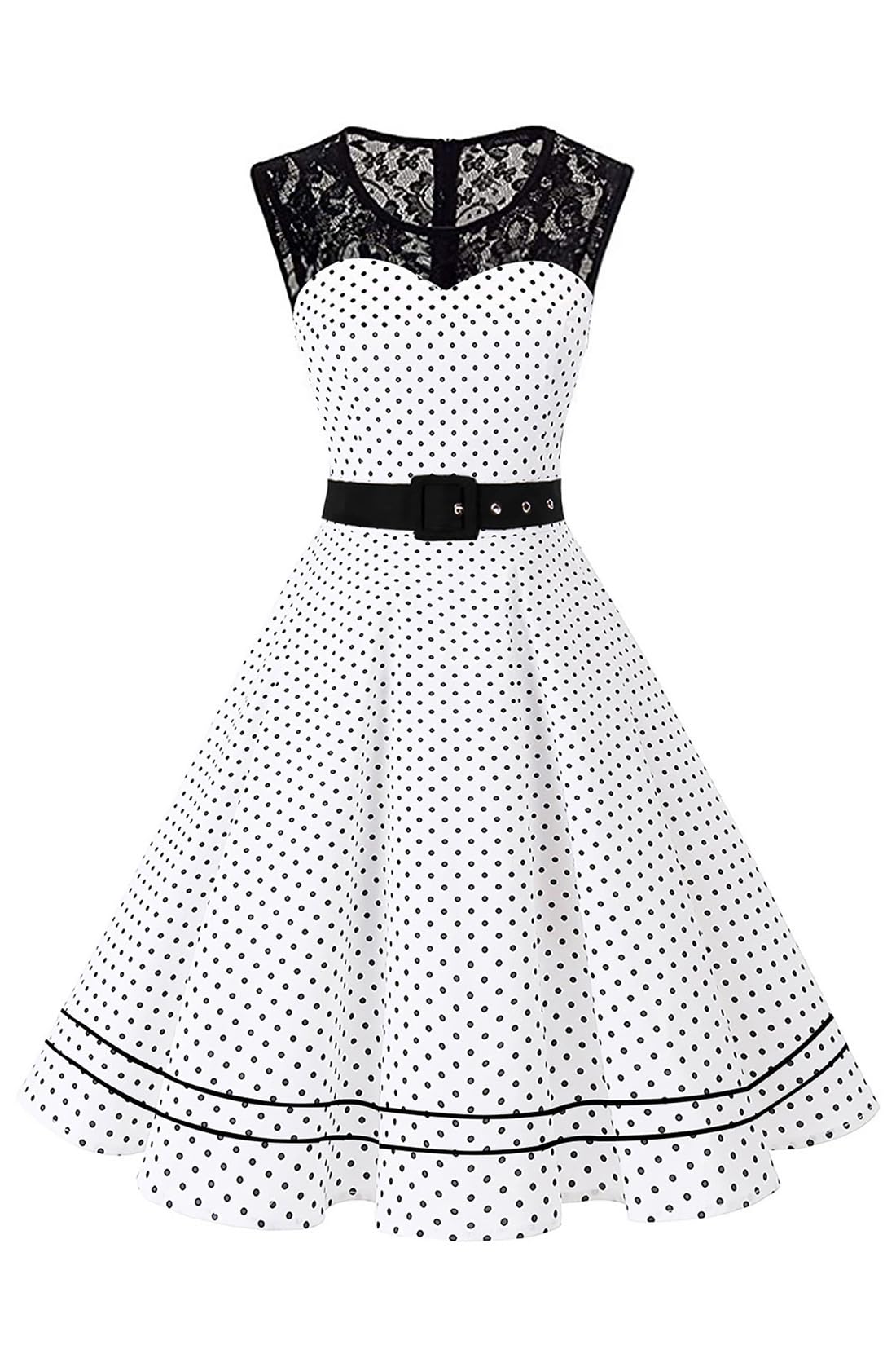 AXOE Damen Rockabilly Kleid 50er Jahre Vintage Festlich Elegant