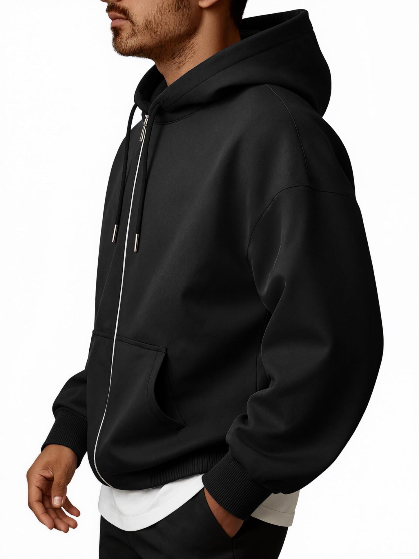 Oyamiki Hoodie Herren Langarm Kapuzenjacke Reißverschluss Sweatjacke Fleece Kapuzenpullover Lässige Kapuze Jacke Sweatshirt Pullover mit Taschen