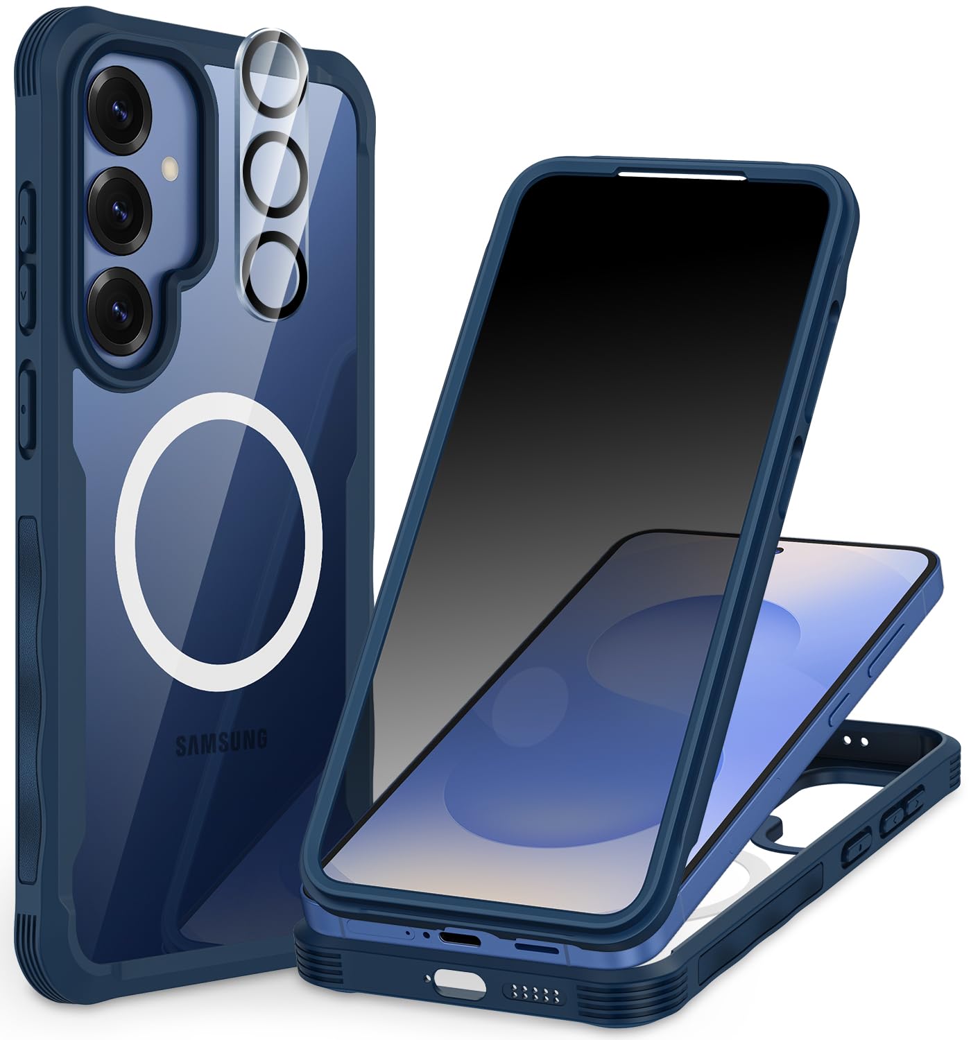 CENHUFO Privacy Screen Case for Samsung Galaxy S25 Ultra, Magnetic Mobile Phone Case with Built-in Privacy Tempered Glass Screen Protector and Camera Protection, 360 Degree Protective Case, Shockproof
