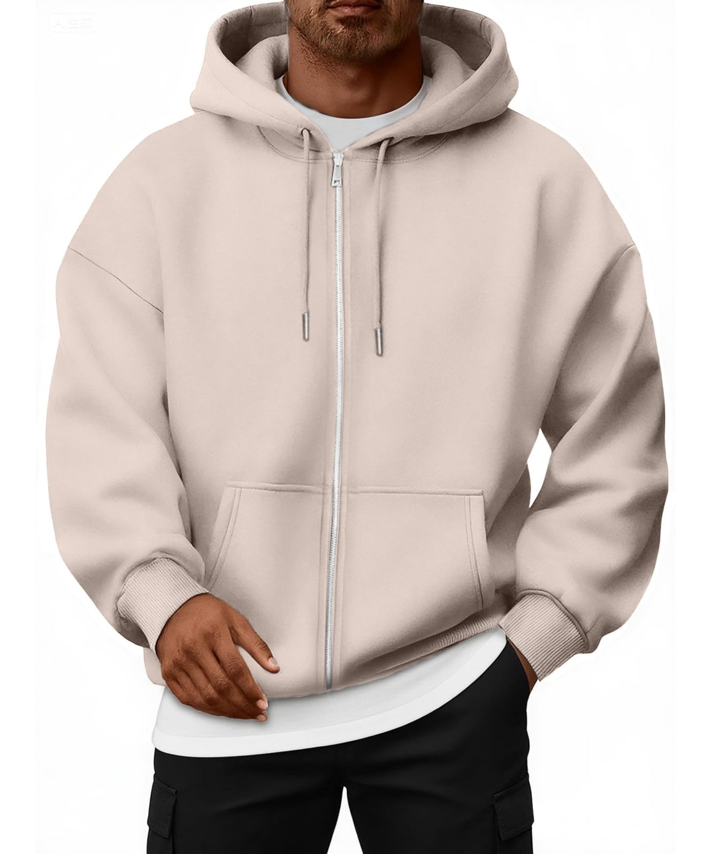 Oyamiki Hoodie Herren Langarm Kapuzenjacke Reißverschluss Sweatjacke Fleece Kapuzenpullover Lässige Kapuze Jacke Sweatshirt Pullover mit Taschen