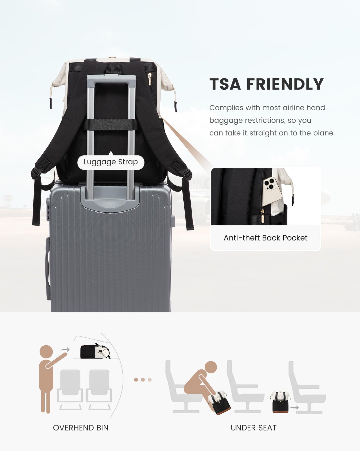 LOVEVOOK Rucksack Damen, Laptop Schulrucksack Wasserdicht, Schultasche Teenager Backpack Women Elegant Tagesrucksäcke Handtasche 2 in 1, 15,6 Zoll Arbeitstasche Lehrertasche Reiserucksack für Uni Büro