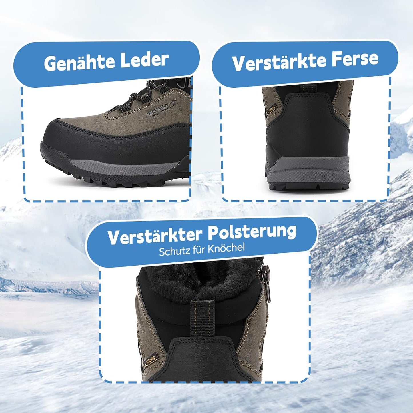 AX BOXING Winter Shoes Boys Hiking Shoes Lined Snow Boots Children Warm Lining Trekking Shoes Non-Slip Winter Boots Outdoor EU 34-40