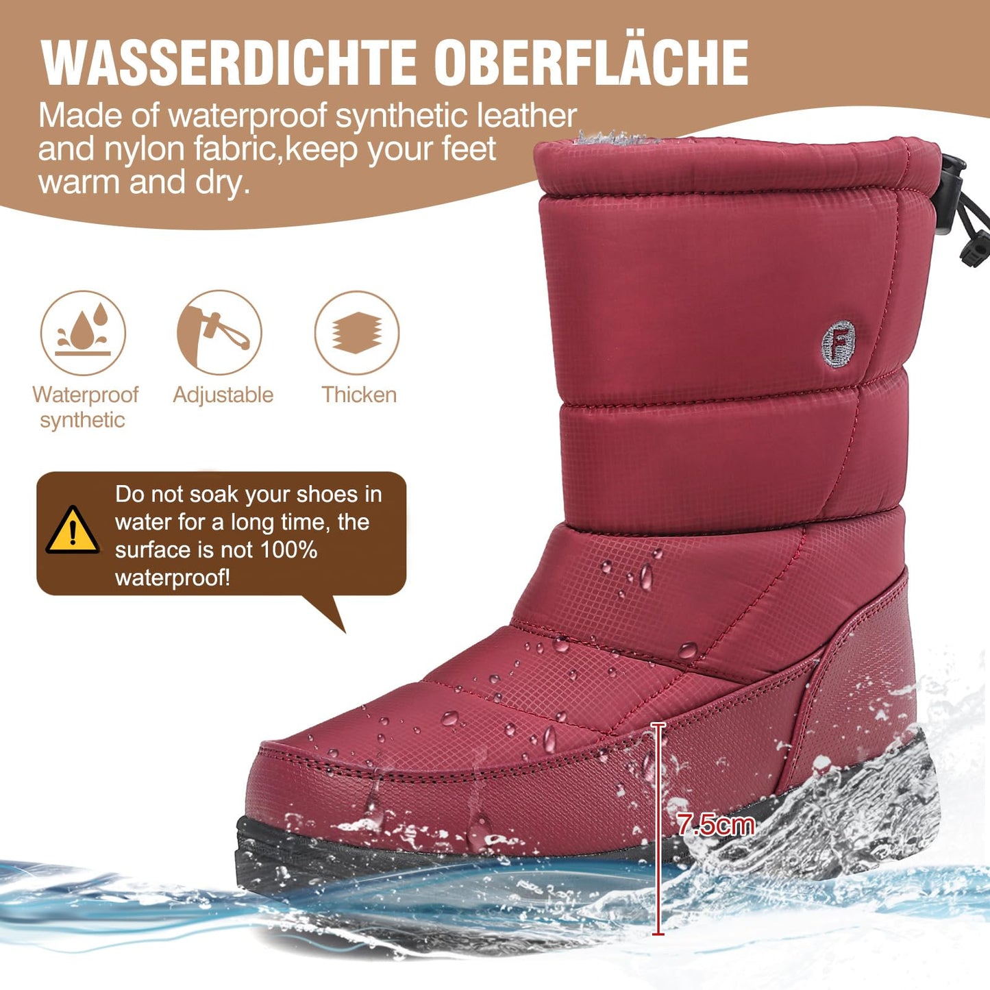 BARFULKER Winterschuhe Herren Damen Winterstiefel Outdoor Warm Gefüttert Schneestiefel,Gr.36-46 EU