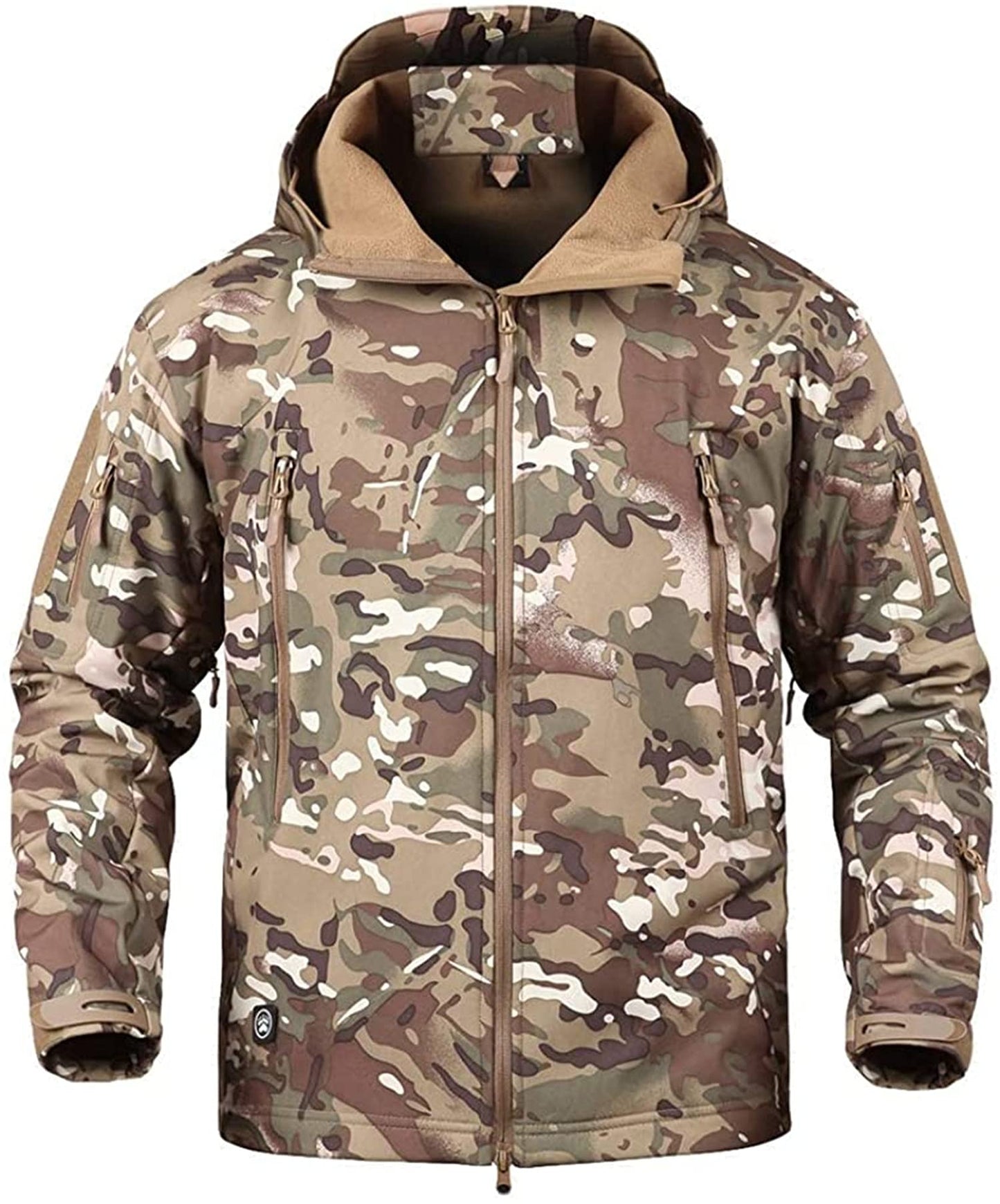 Memoryee Men's Waterproof Softshell Jackets, Warm Military Outdoor Tactical Hoodies, Camouflage Coat