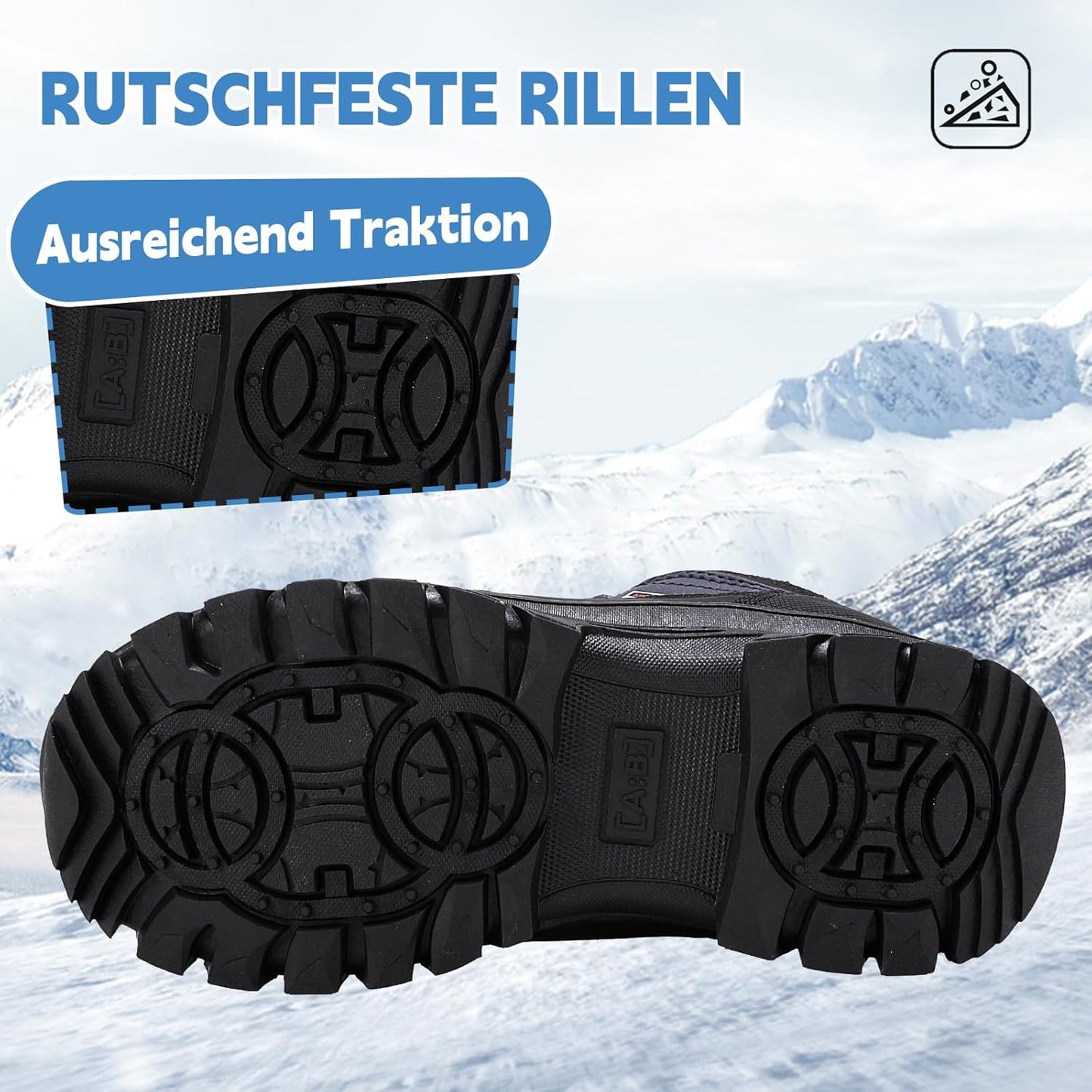 AX BOXING Winter Shoes Boys Hiking Shoes Lined Snow Boots Children Warm Lining Trekking Shoes Non-Slip Winter Boots Outdoor EU 34-40