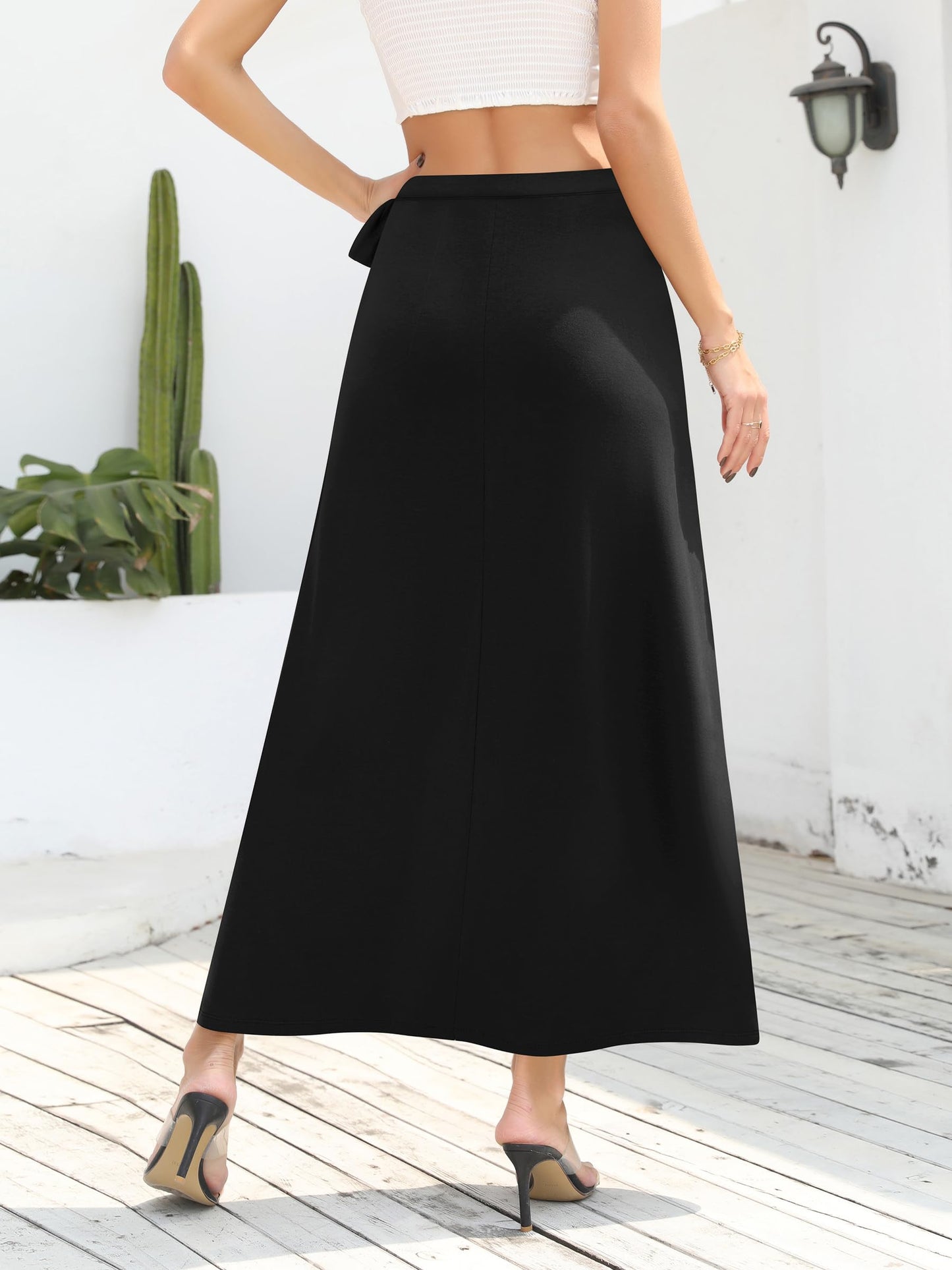 Missufe Damen Sommer Freizeit Strand Bademode Schlitz Flowy Swing Maxi Wickelrock