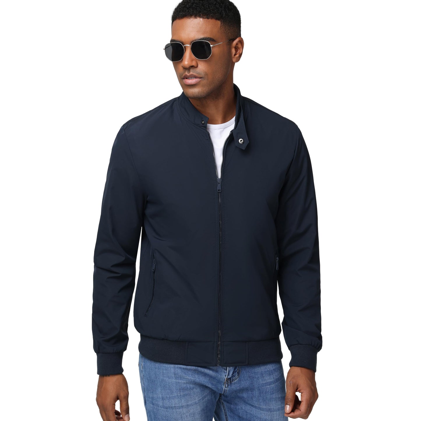 HOTIAN Herren Jacke Leichte Windbreaker Bomberjacke mit Stehkragen Jacke Übergangsjacke Freizeit jacke mit Reißverschlusstaschen