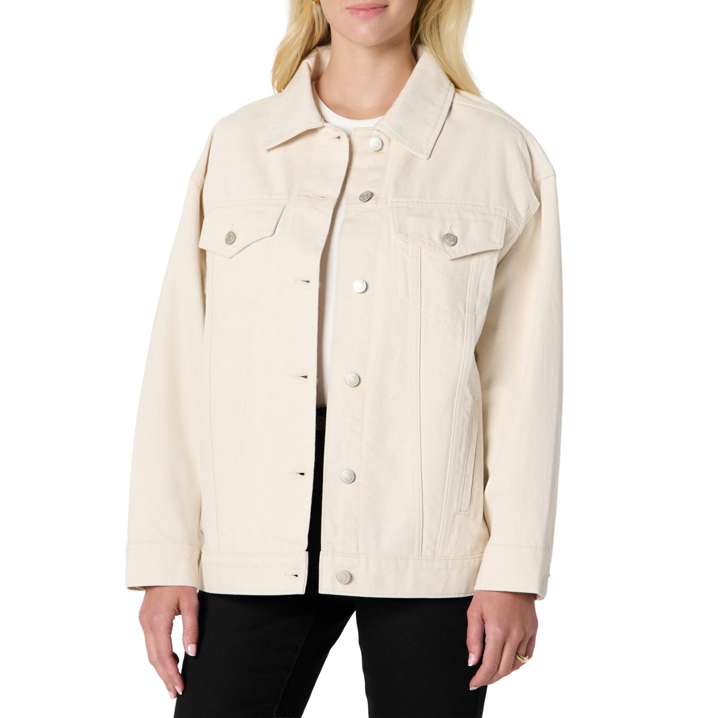 Amazon Essentials Damen Trucker-Jacke aus Denim Mit Taschen